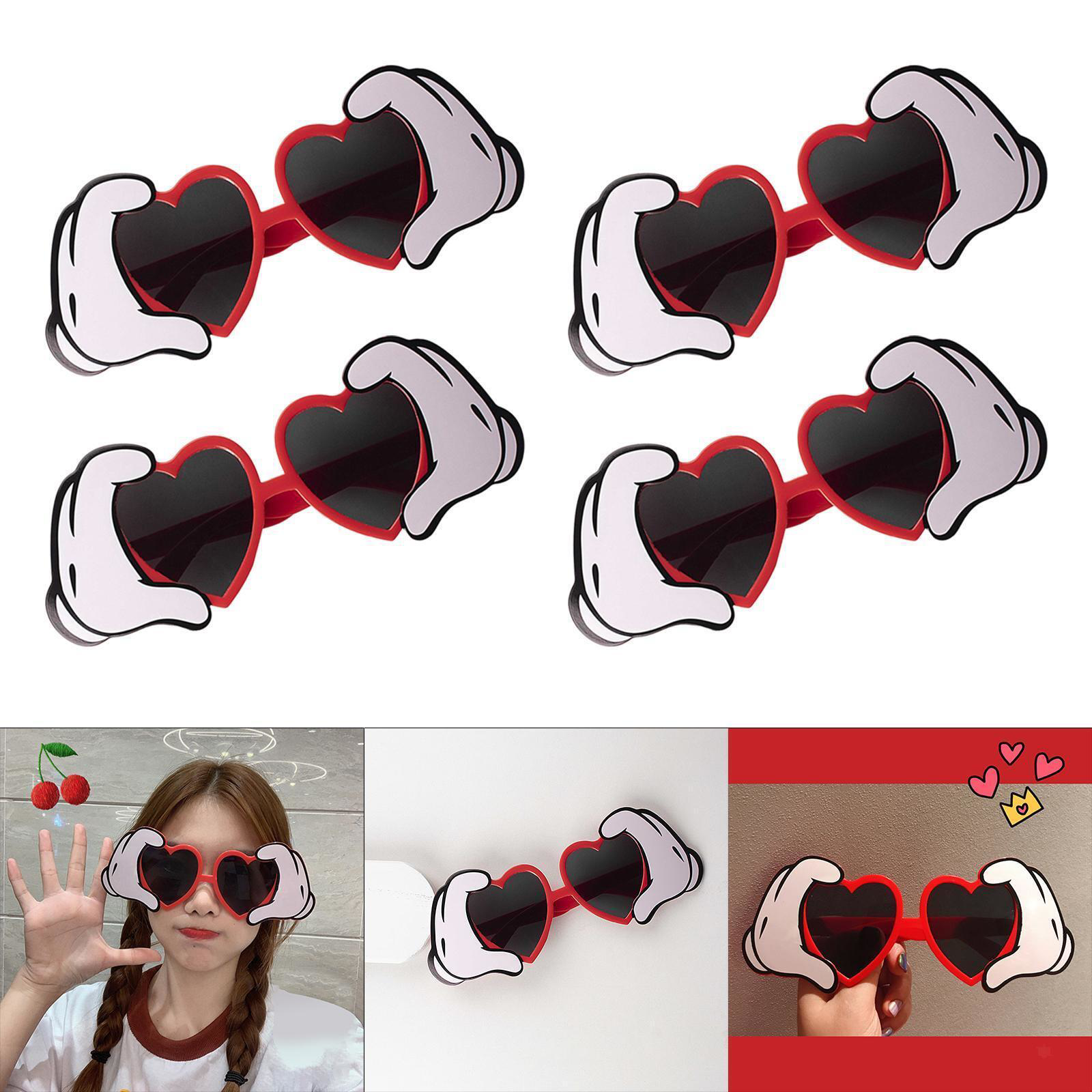 Just Cheap Store Kirmizi Renk Kalp Şekilli El Figürlü Parti Gözlüğü 21X8 Cm
