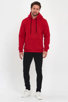 Kırmızı Renk Kanguru Cepli Kapüşonlu Sweatshirt 1205 - KIRMIZI