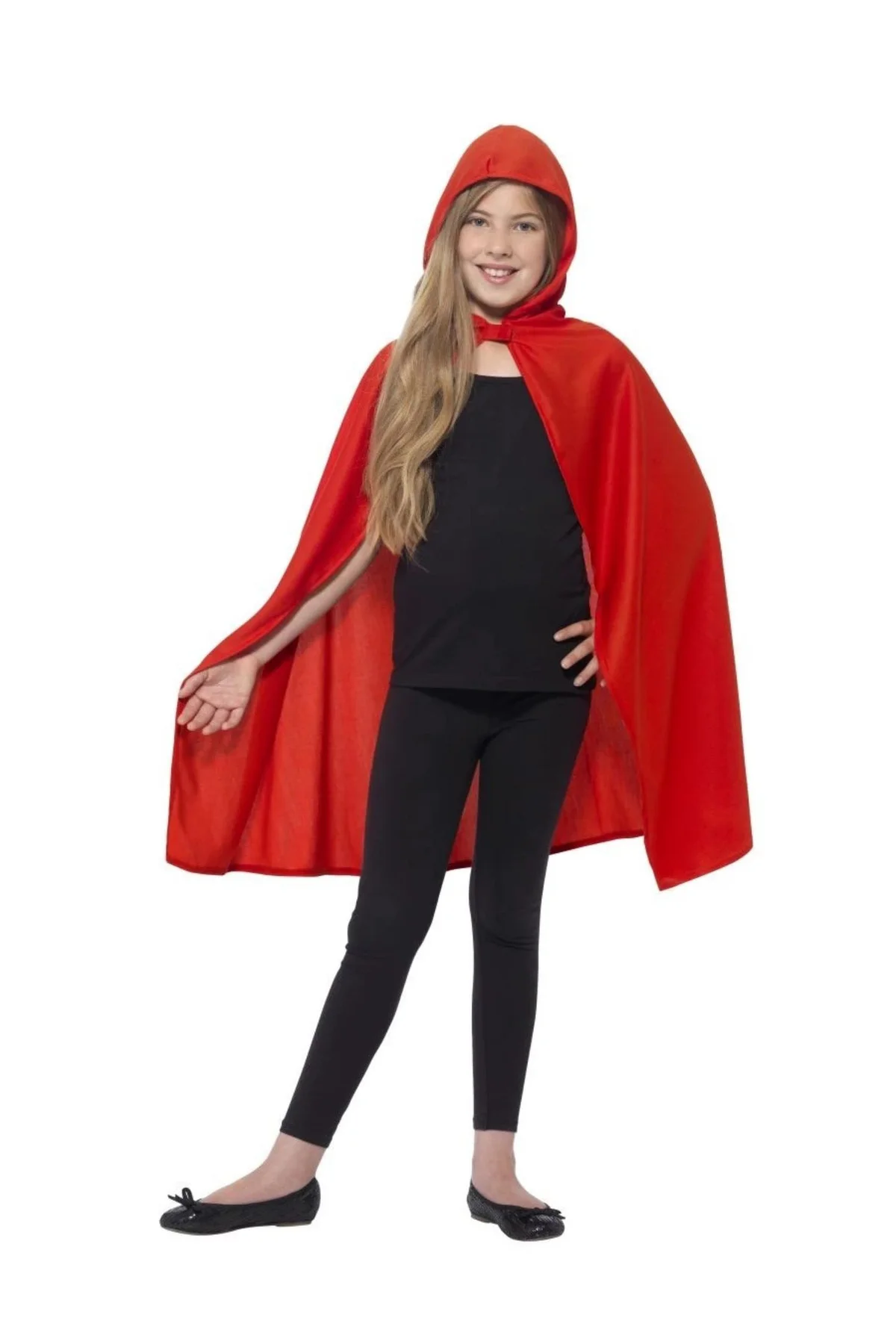 Kırmızı Renk Kapşonlu Kumaş Pelerin 90 cm  GO506089Gosa1532