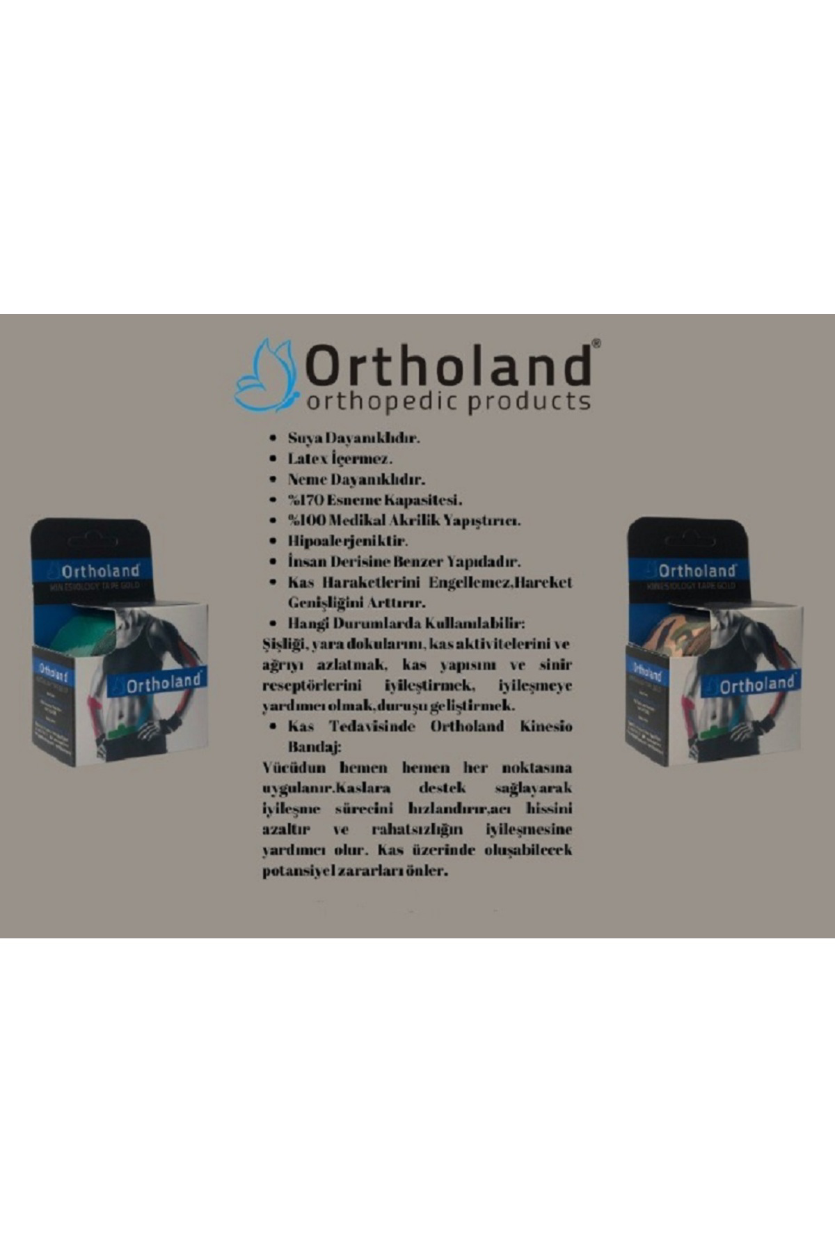 Ortholand Kırmızı Renk Kinesi Band Sporcu Kas Ağrı Bandı Kinezyo Tape