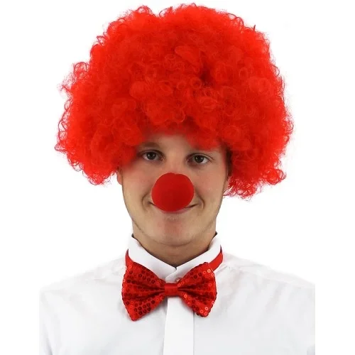 Kırmızı Renk Kıvırcık Afro Palyaço Seti Kırmızı Renk Kıvırcık Afro Palyaço Seti