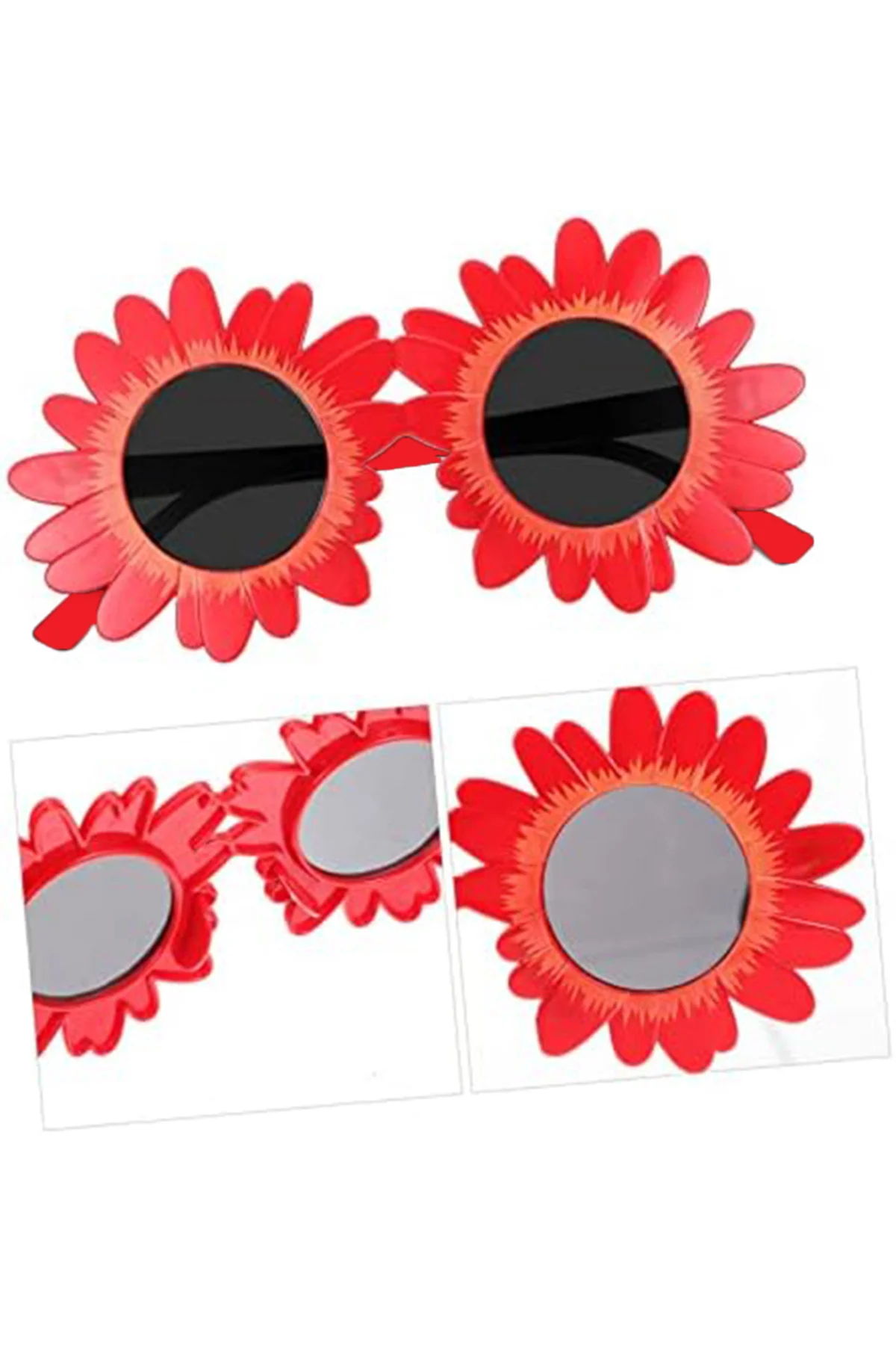 Kırmızı Renk Papatya Şekilli Parti Gözlüğü 18x10 cm  GO506089Gosa