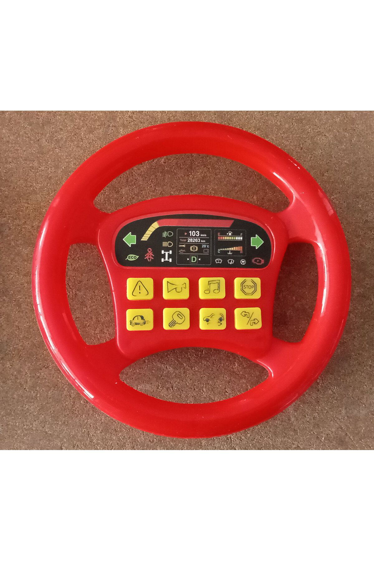 Kırmızı Renk Pilli Türkçe Müzikli Oyuncak Direksiyon 20x20 cm