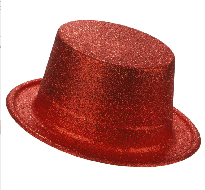 Kırmızı Renk Uzun Plastik Simli Parti Şapkası TdrTR