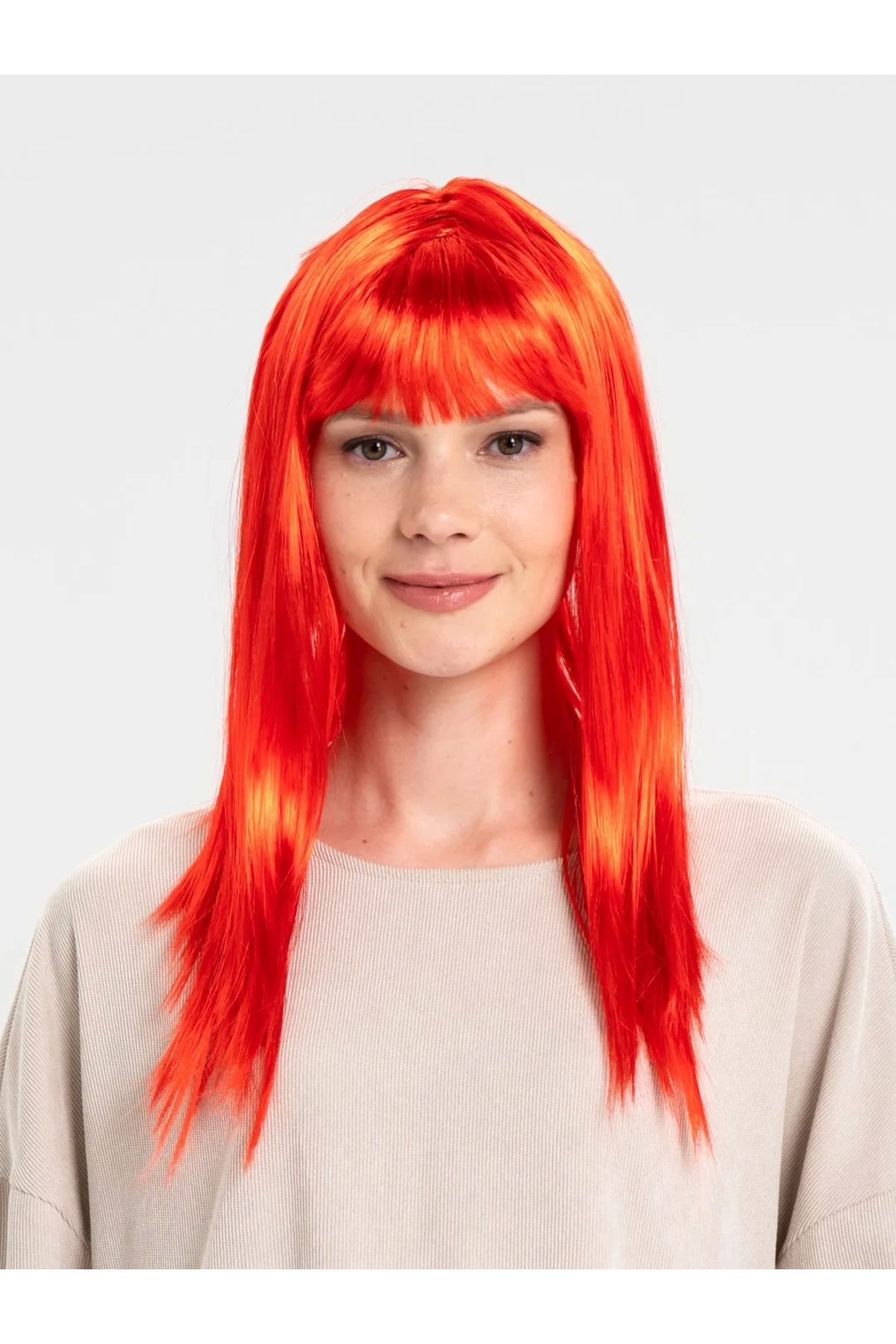 	 Yuba Avm Kırmızı Renk Uzun Düz Parti Peruğu