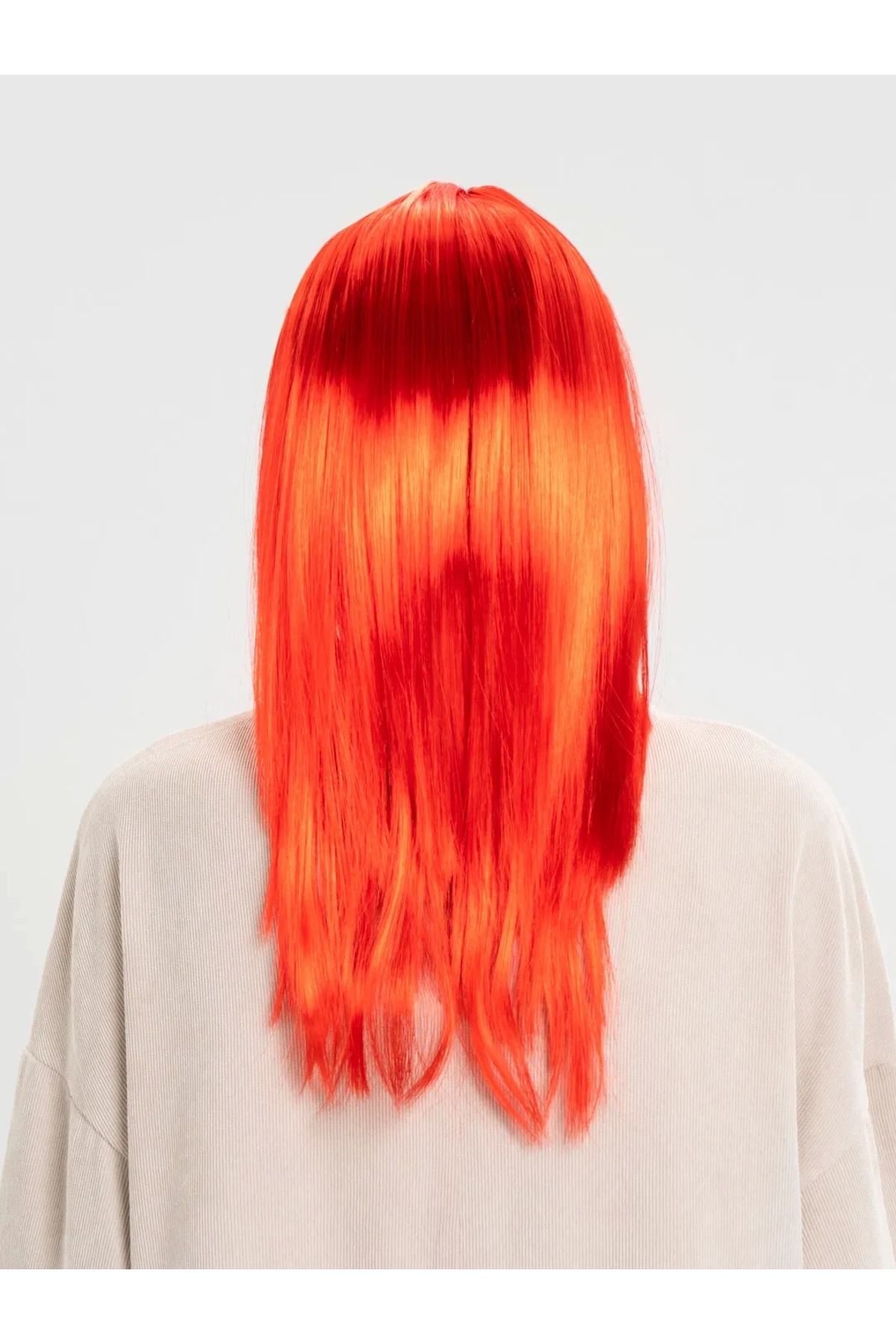 	 Yuba Avm Kırmızı Renk Uzun Düz Parti Peruğu