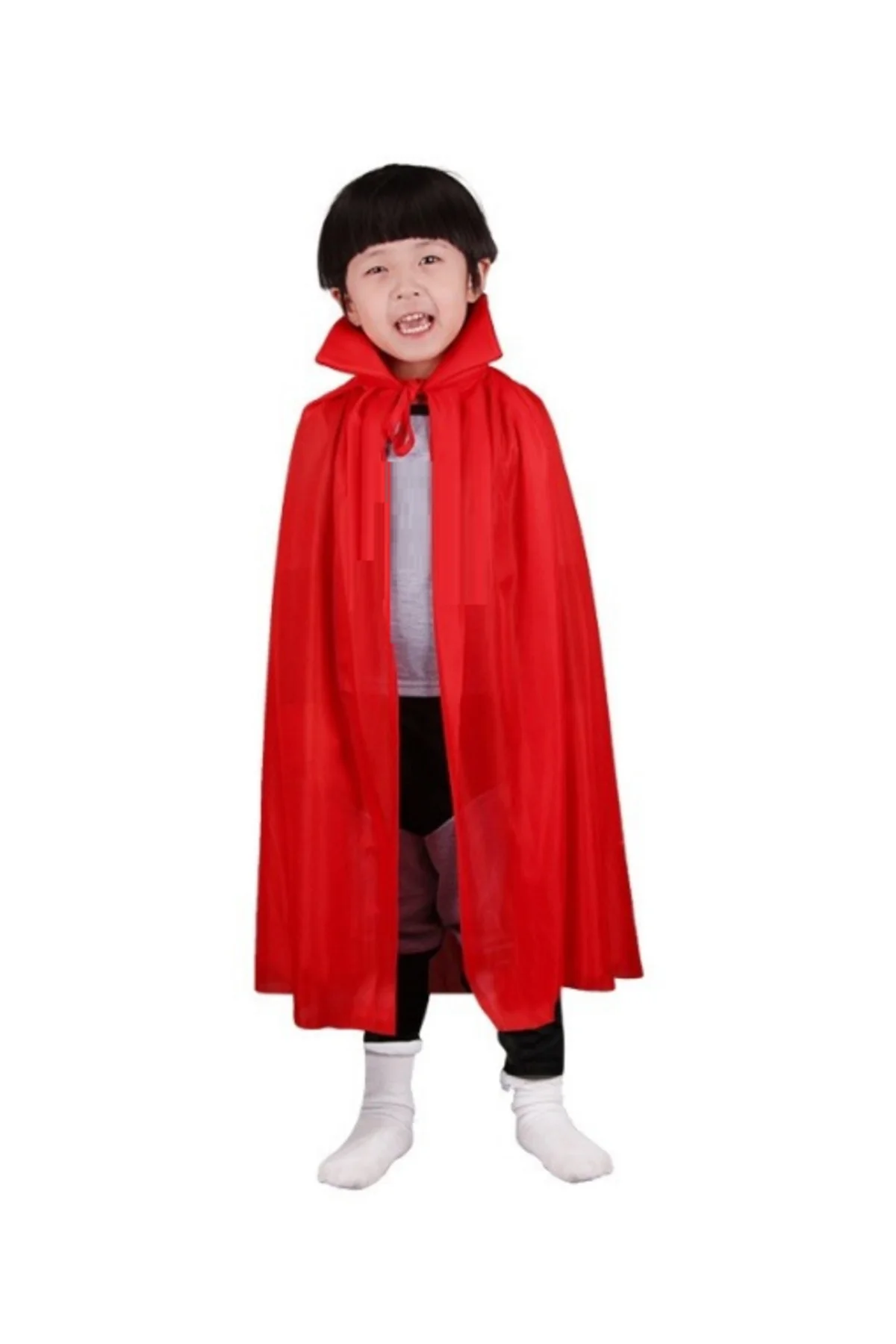 Kırmızı Renk Yakalı Pelerin Çocuk Boy 90 cm  GO50603764890