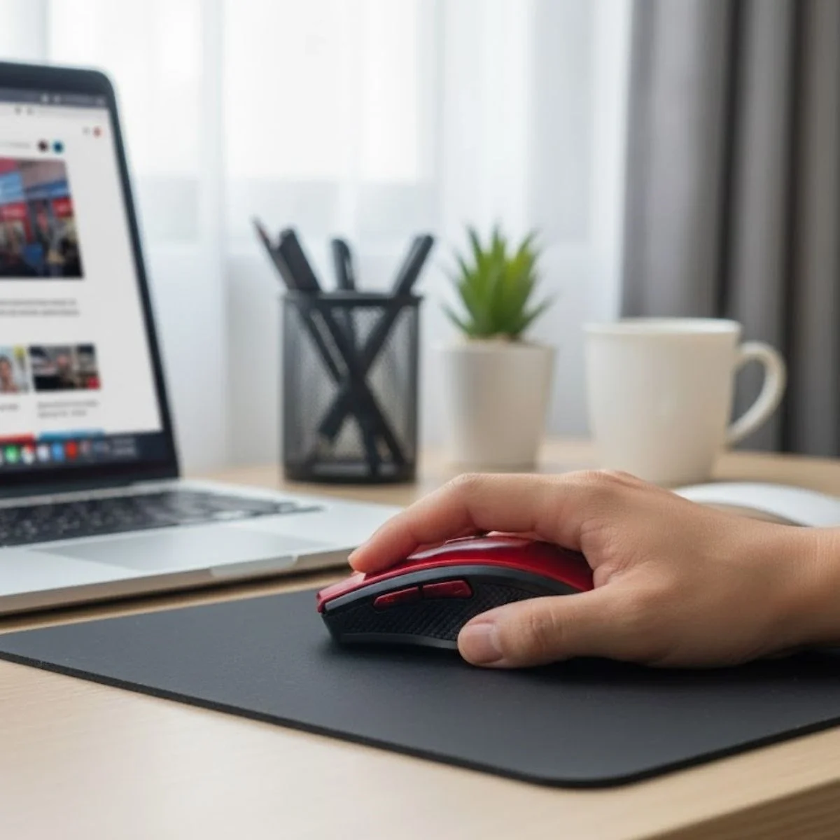 Kırmızı Renkli Baş Parmak Destekli Ergonomik Sessiz Kablosuz Mouse – Usb Alıcılı, Ofis Ve Oyun İçin Konforlu Bilgisayar Faresi Ms6300 Bx40 Fiyatı, Yorumları ve Özellikleri