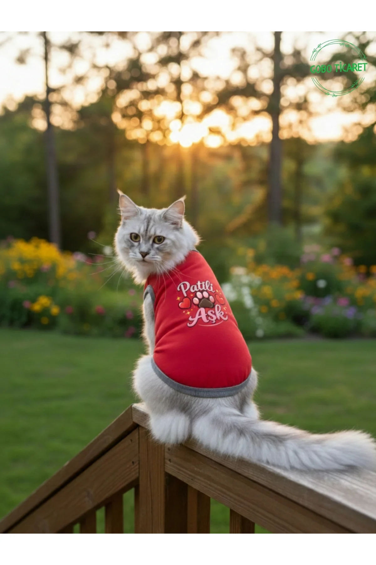 Kırmızı Renkli Patili Aşk Baskılı Kedi ve Köpek Kıyafeti Tişörtü 