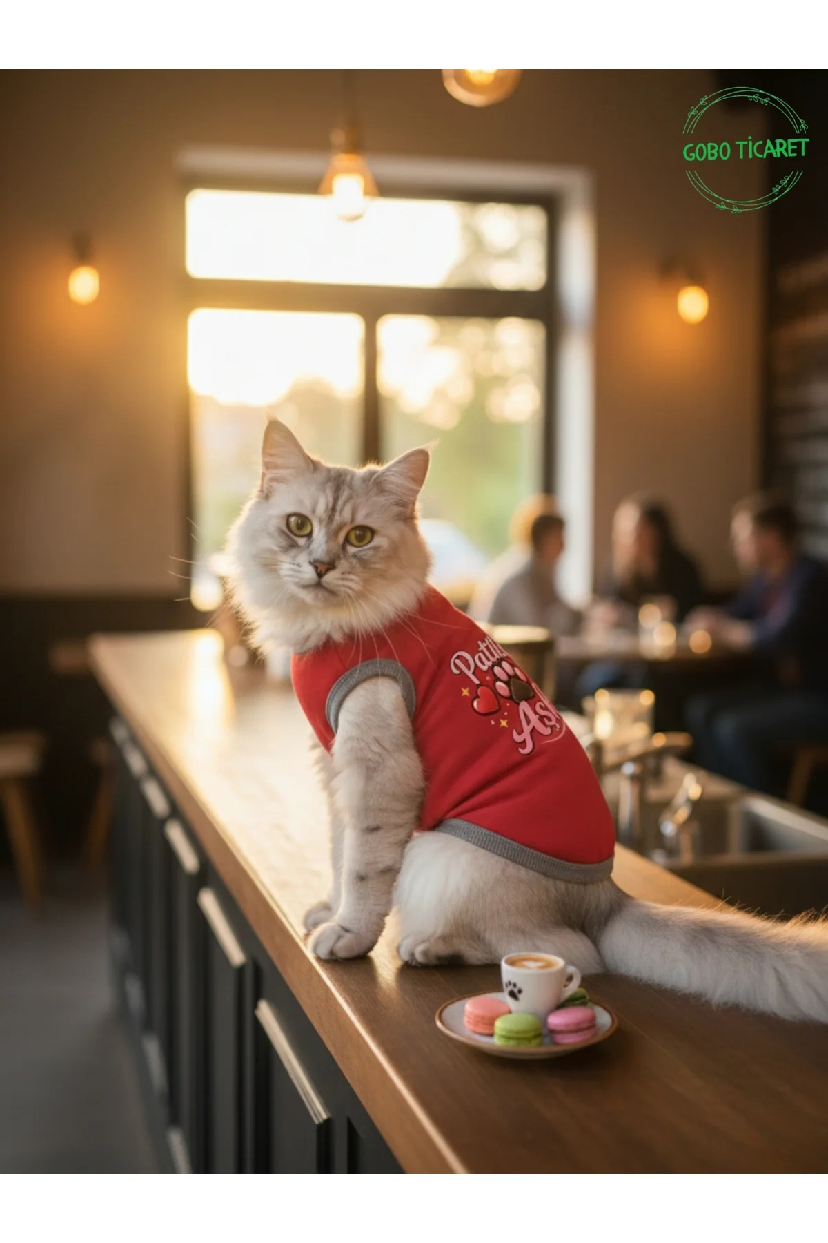 Kırmızı Renkli Patili Aşk Baskılı Kedi ve Köpek Kıyafeti Tişörtü 