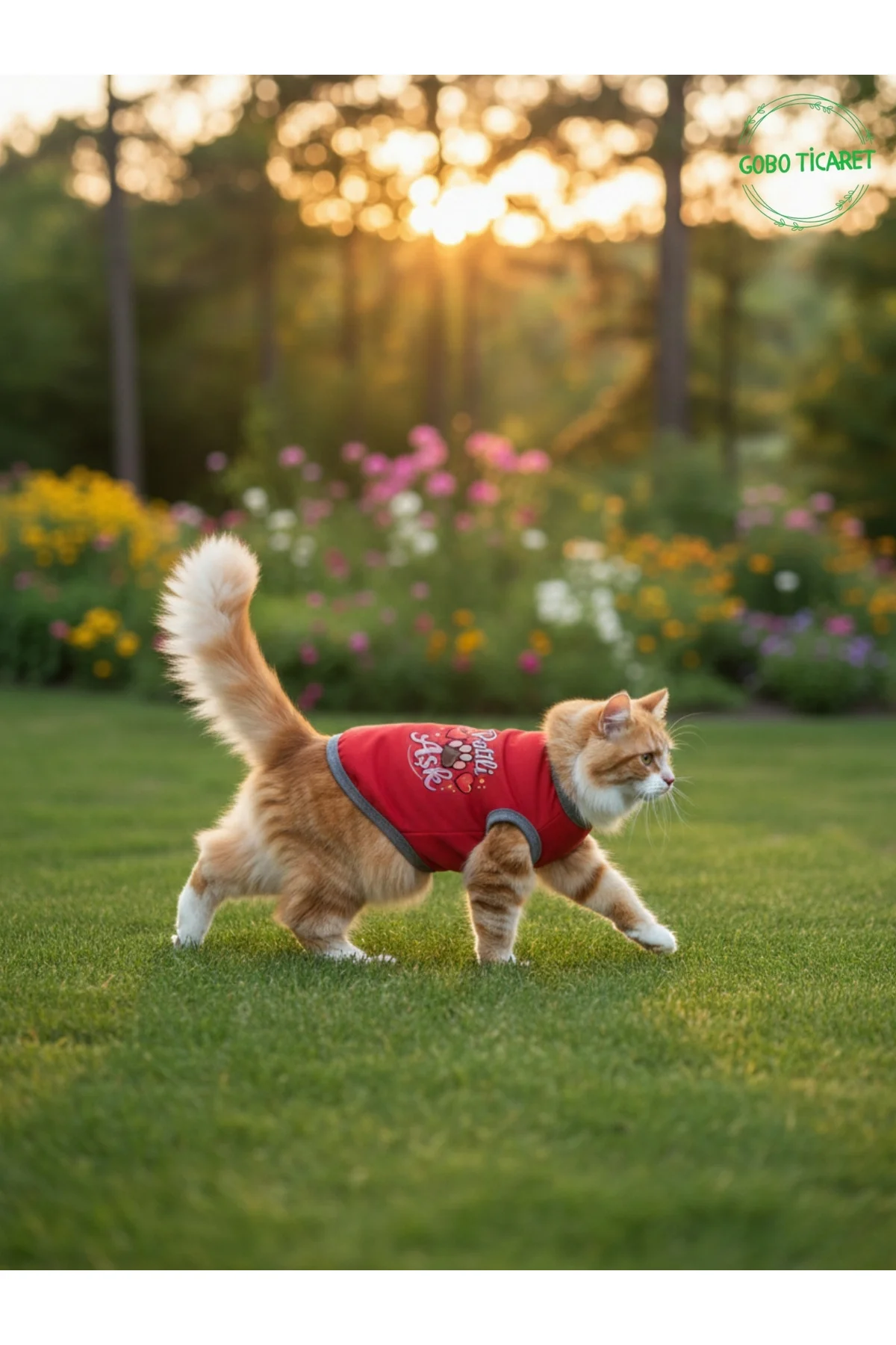 Kırmızı Renkli Patili Aşk Baskılı Kedi ve Köpek Kıyafeti Tişörtü 