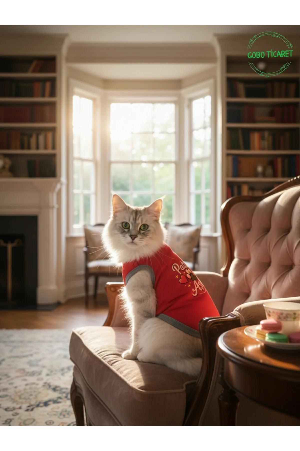 Kırmızı Renkli Patili Aşk Baskılı Kedi ve Köpek Kıyafeti Tişörtü 