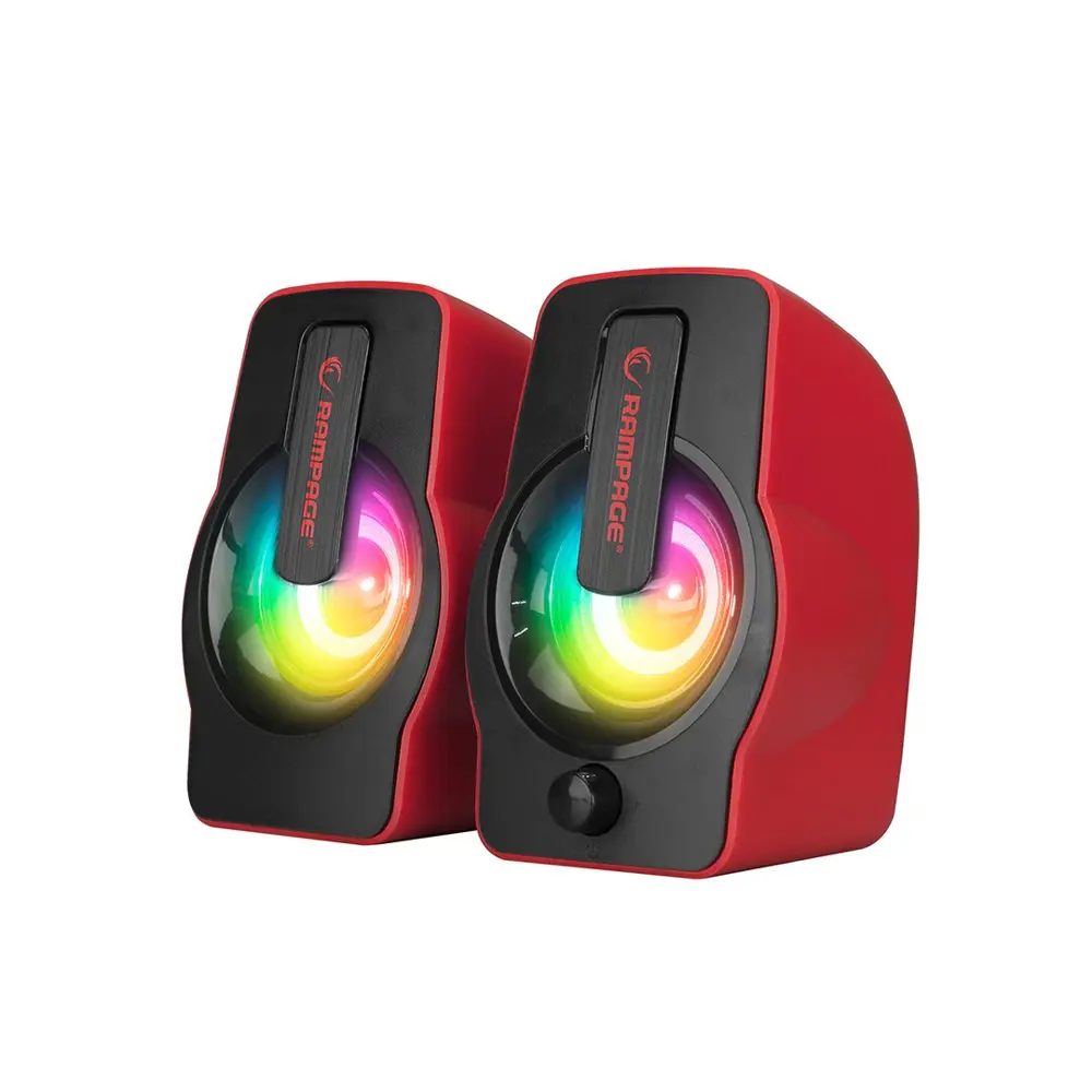 KIRMIZI - RGB IŞIKLI 1+1 HOPARLÖR SPEAKAER SET USB KABLO 2.0 MULT
