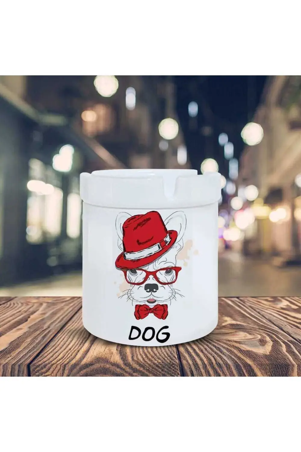 Kırmızı Şapkalı Köpek Baskılı Küllük Seramik Kül Tablası-25489