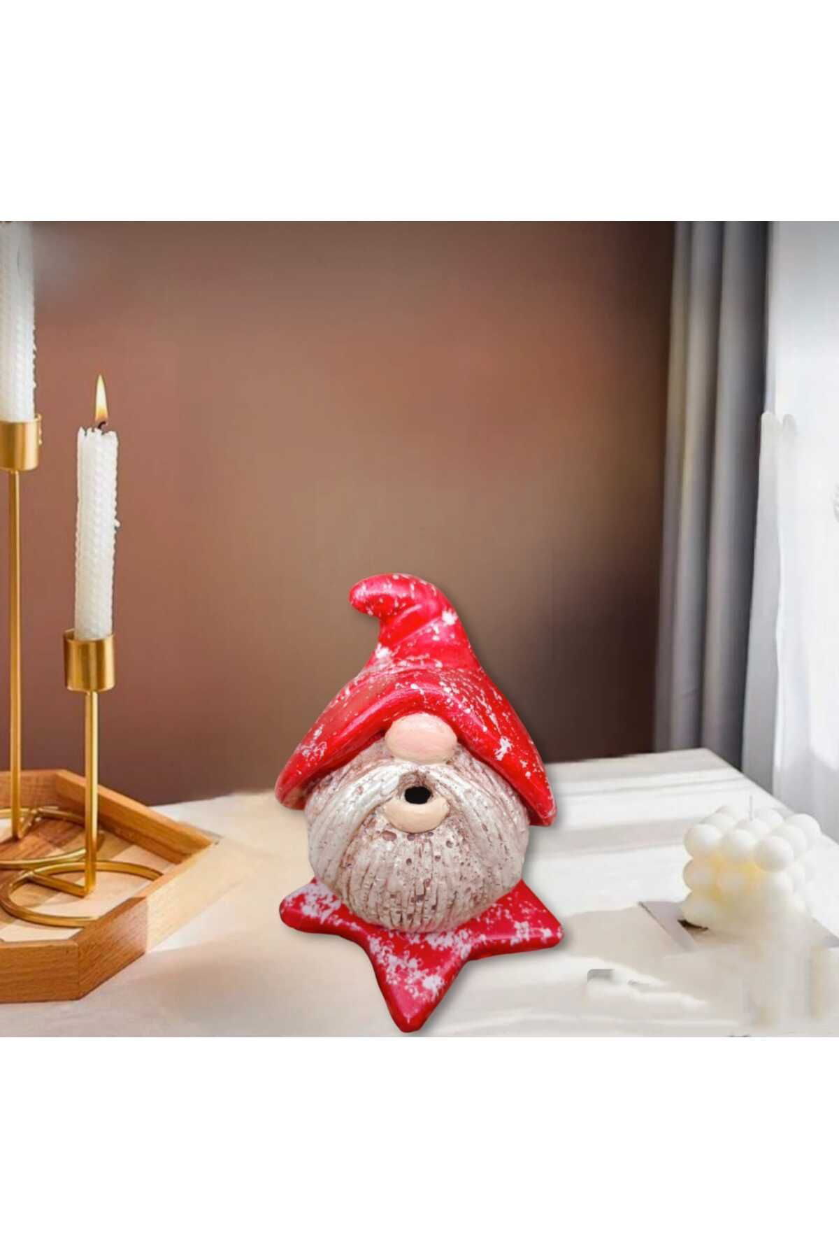 Dodemert Home Kırmızı Şapkalı Pala Gnome Beton Tütsülük