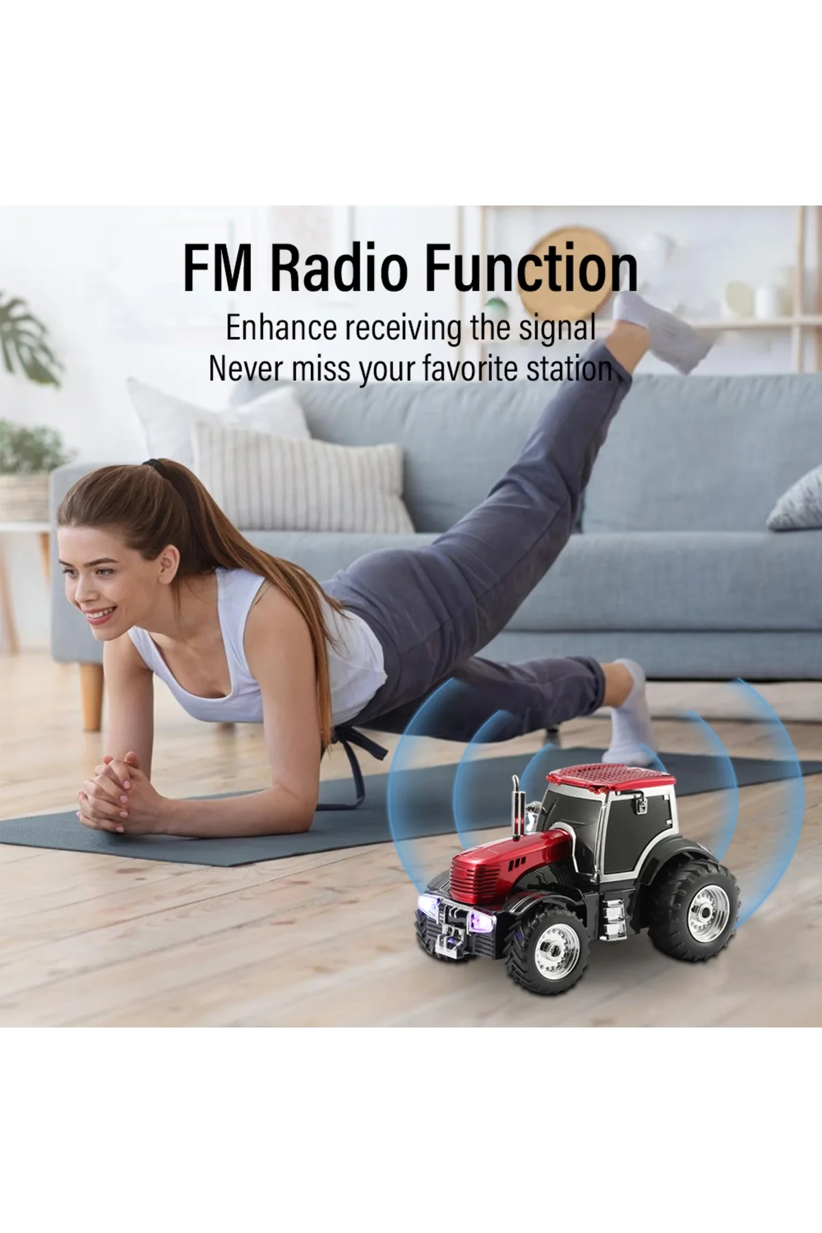 Kırmızı şarjlı nostaljik traktör araba bluetooth hoparlör FM radyo SD kart USB AUX 2 yıl garantili