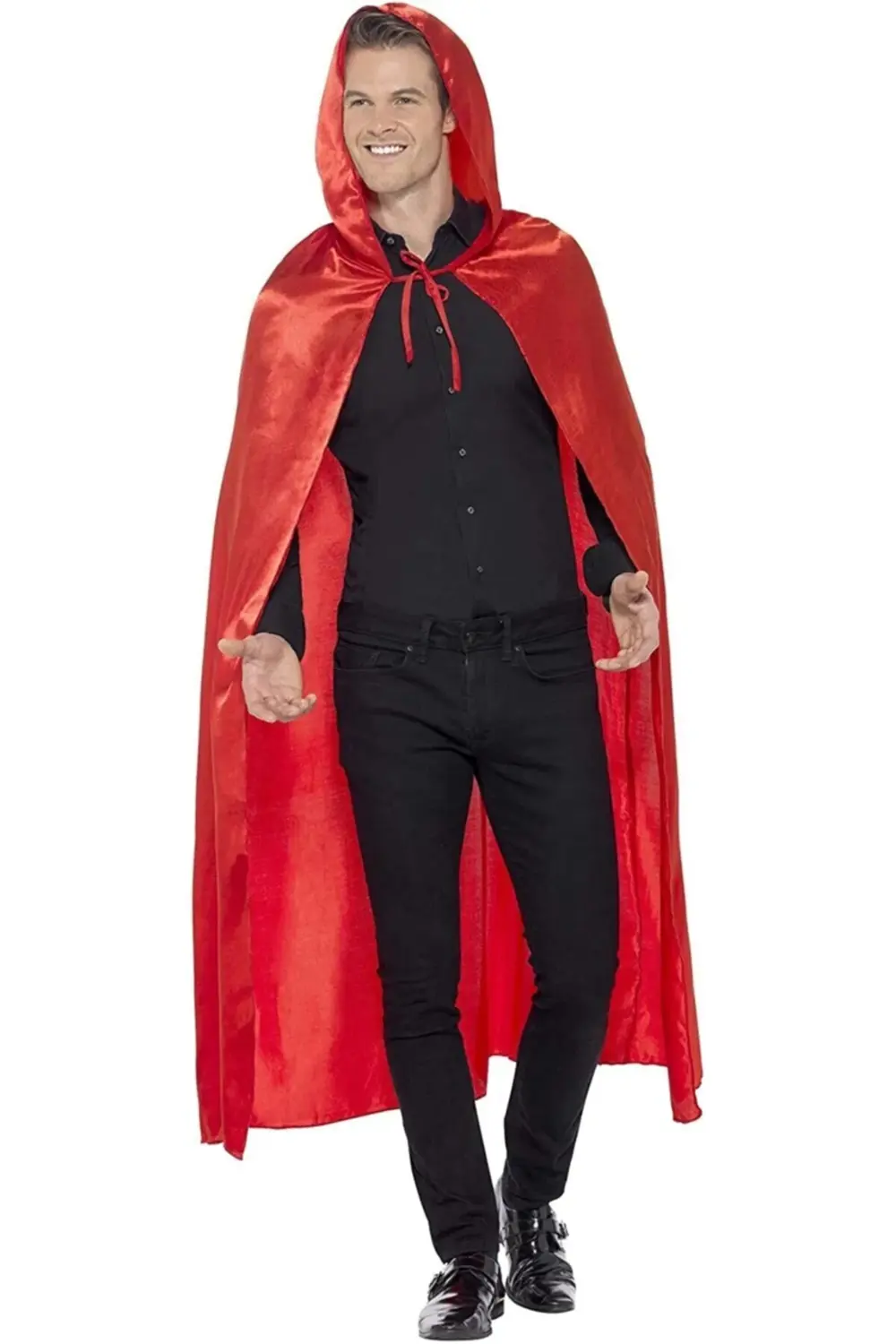 Kırmızı Saten Pelerin Halloween Pelerin 140 cm