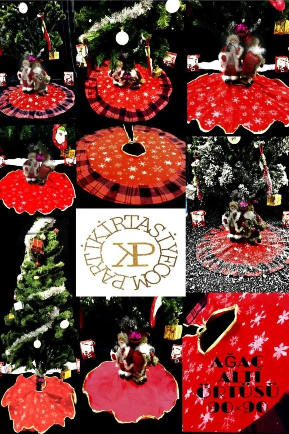 Kırmızı Simli Ekoseliyılbaşı Ağaç Altı Örtüsü / Yılbaşı Ağaç Altı