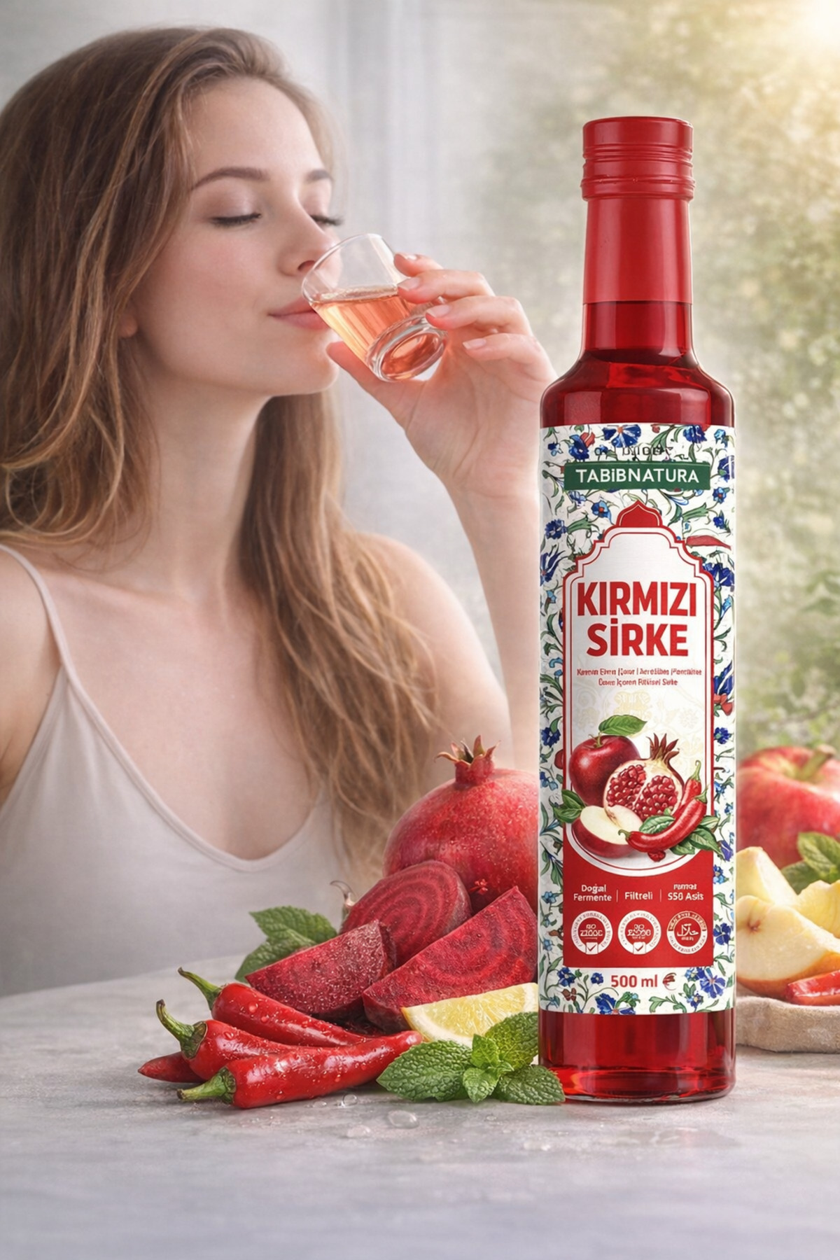 Kırmızı Sirke 500 ML Doğal Fermente