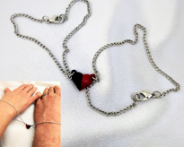 Tükkan Accessories Kirmizi-Siyah Kalp Miknatisli Sevgili Çift Bileklik,,Bff Bilekliğ