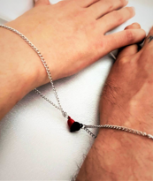 Tükkan Accessories Kirmizi-Siyah Kalp Miknatisli Sevgili Çift Bileklik,,Bff Bilekliğ