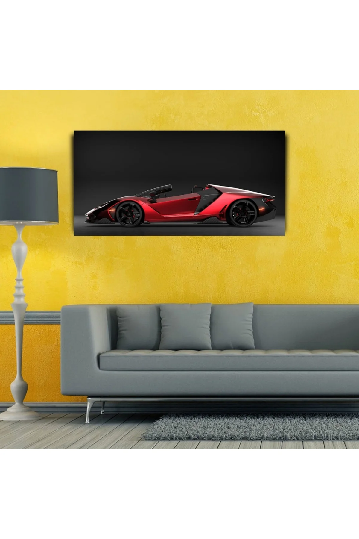 Kırmızı Spor Otomobil Kanvas Tablo 60 x 120