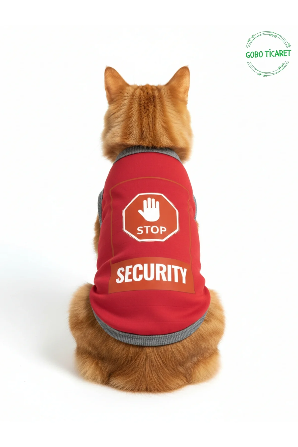 Kırmızı Stop Security (Güvenlik) Baskılı Kedi ve Köpek Kıyafeti T