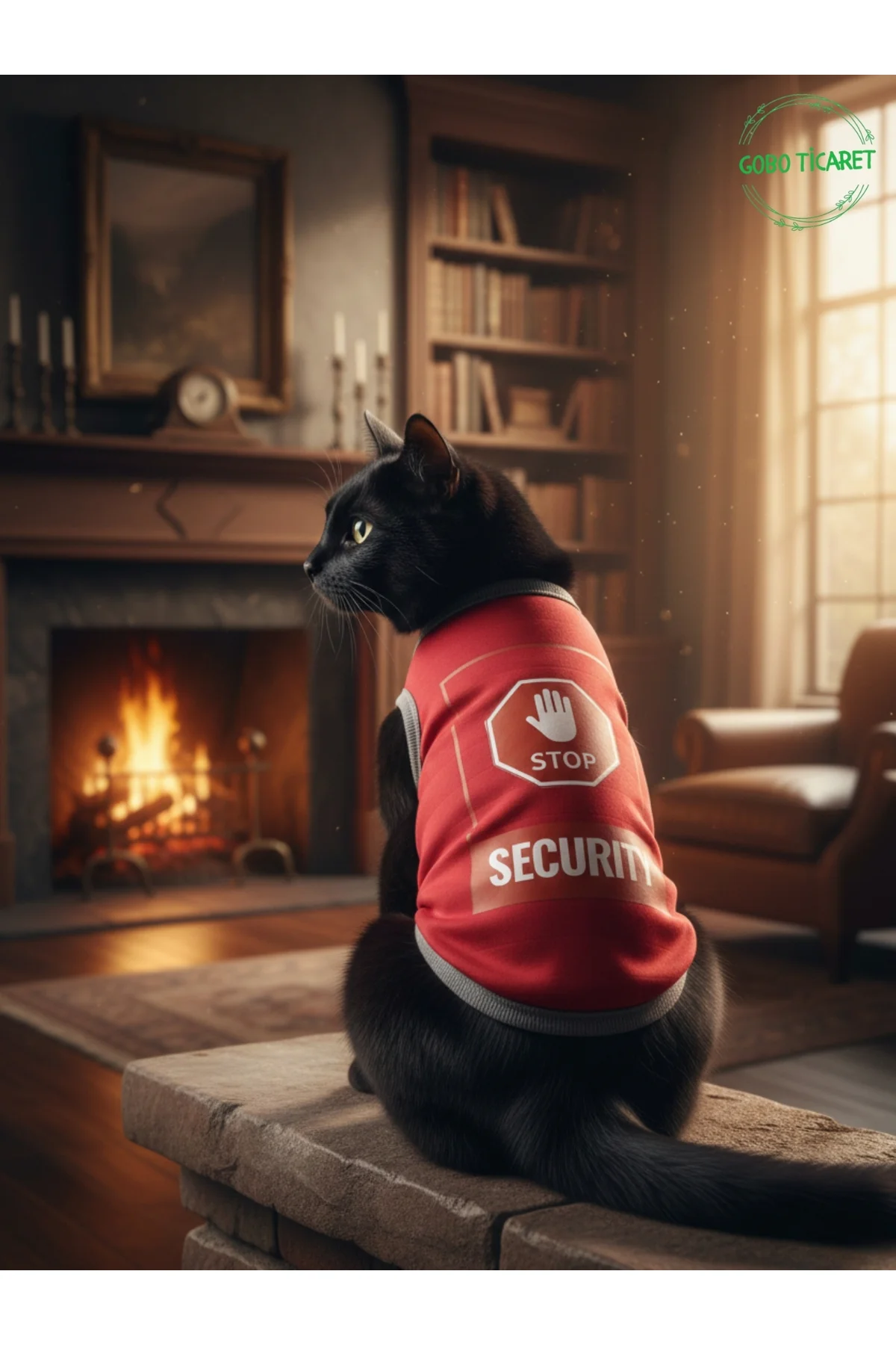 Kırmızı Stop Security (Güvenlik) Baskılı Kedi ve Köpek Kıyafeti T