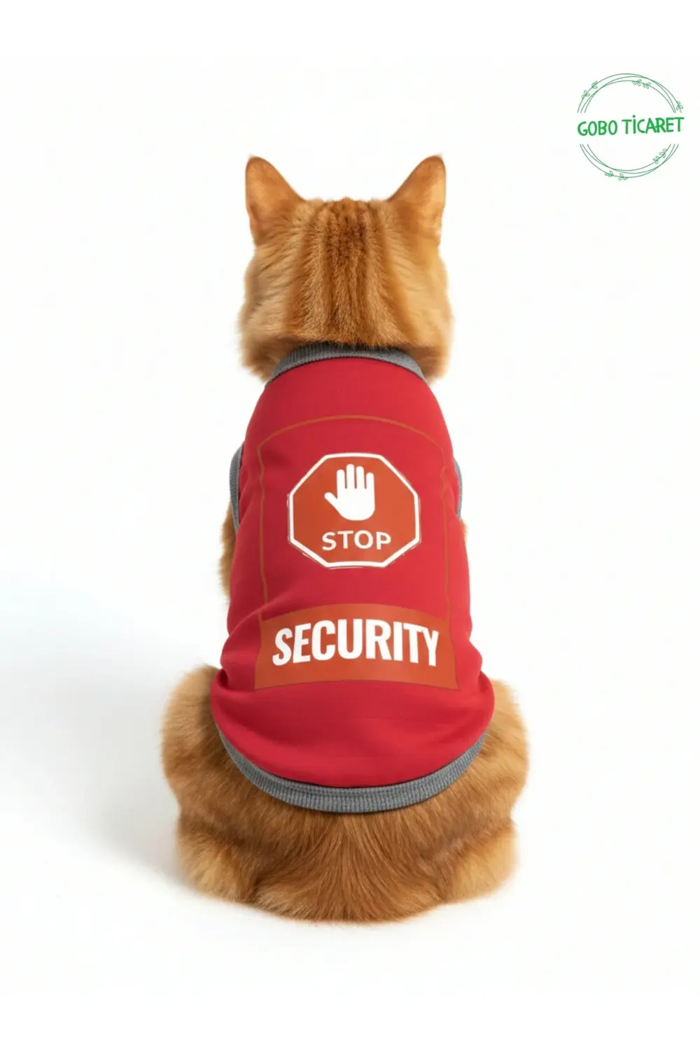 Kırmızı Stop Security (Güvenlik) Baskılı Kedi ve Köpek Kıyafeti T