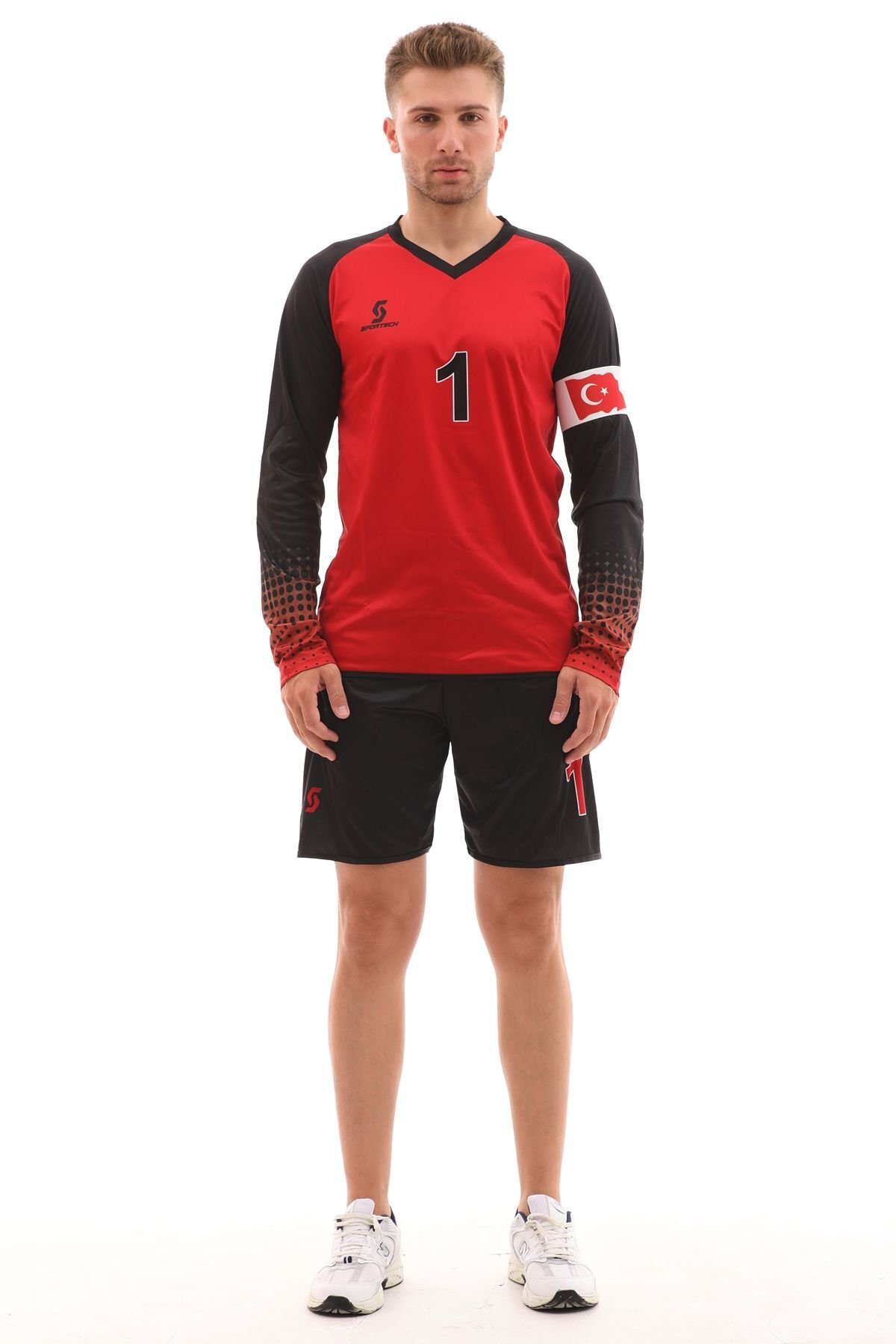 Sportech Kırmızı Sünger Destekli Kaleci Forma Takımı R0124-M