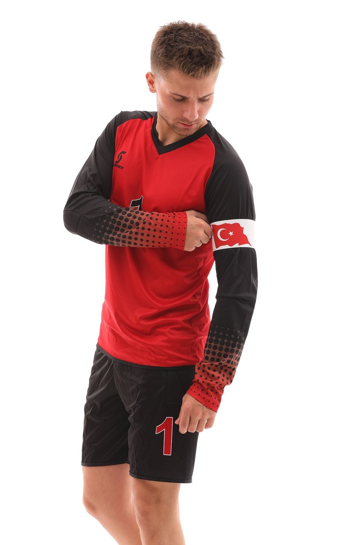 Sportech Kırmızı Sünger Destekli Kaleci Forma Takımı R0124-M