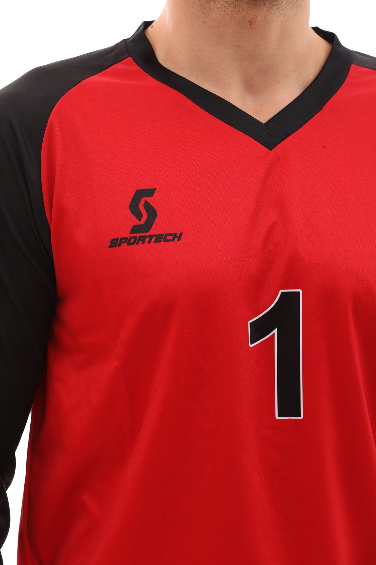 Sportech Kırmızı Sünger Destekli Kaleci Forma Takımı R0124-M