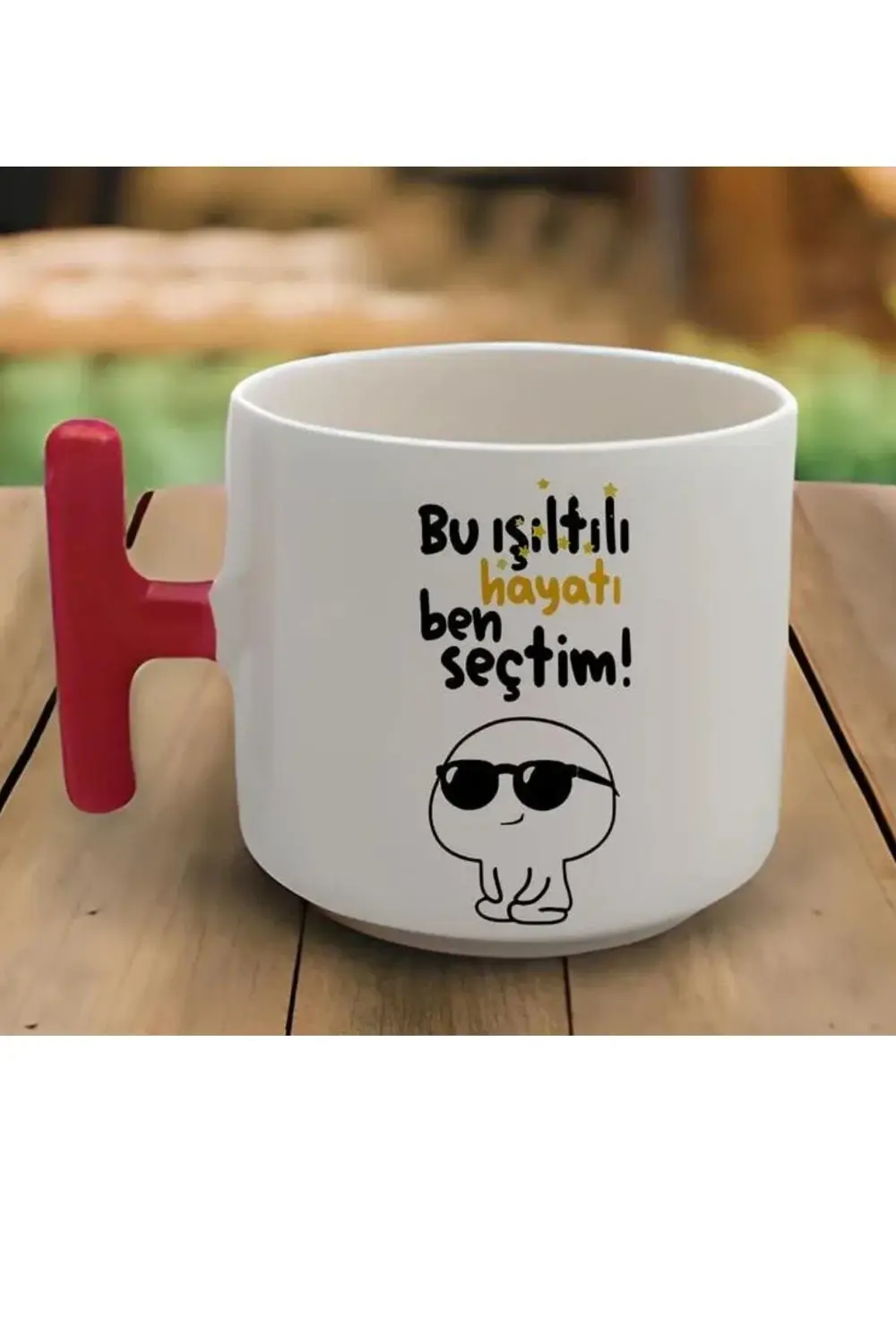 Kırmızı T Kulp Bu Işıltılı Hayatı Seçtim Tasarımlı Latte Fincan M