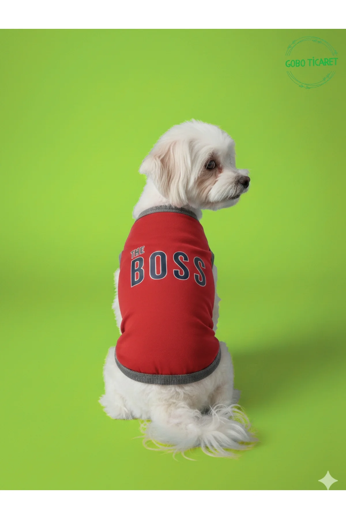 Kırmızı The Boss (Patron) Yazılı Kedi ve Köpek Kıyafeti Tişörtü E