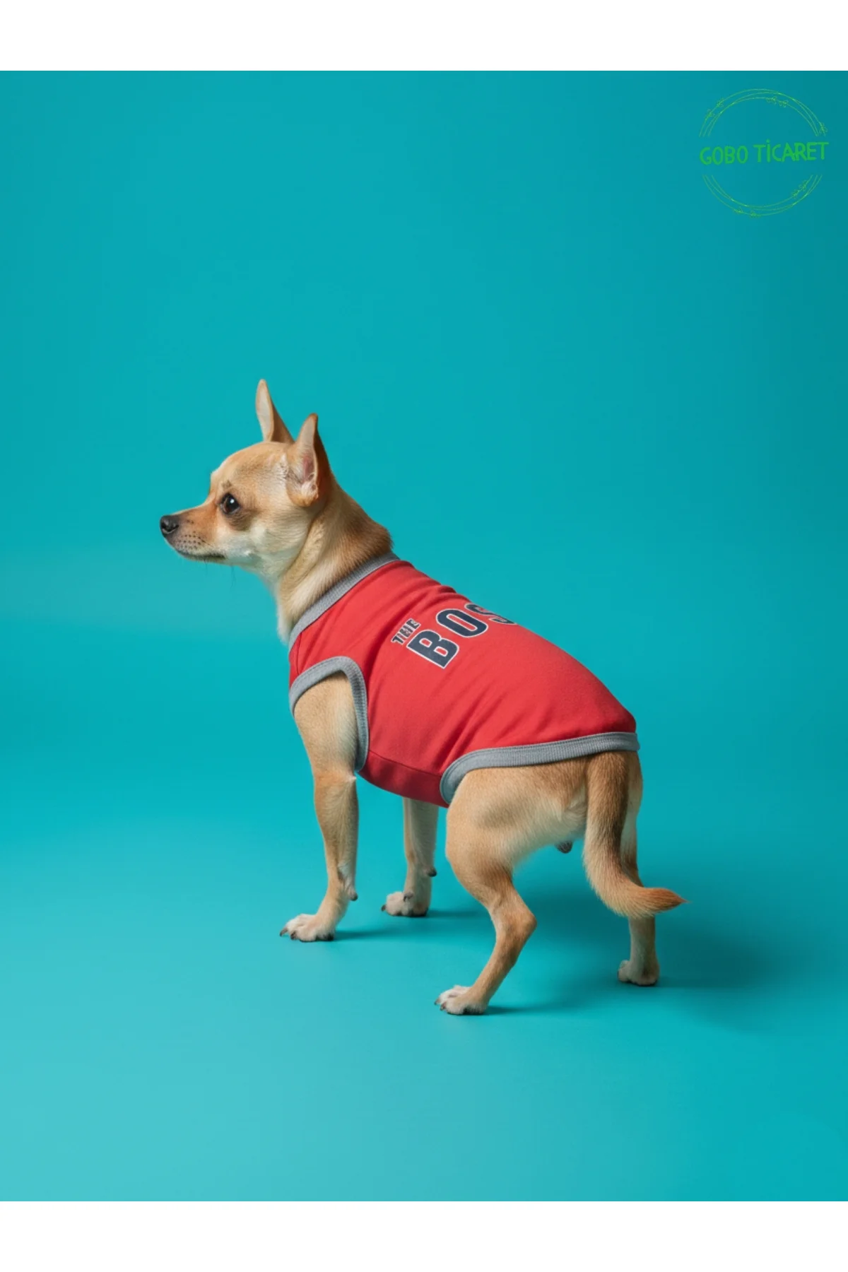 Kırmızı The Boss (Patron) Yazılı Kedi ve Köpek Kıyafeti Tişörtü E