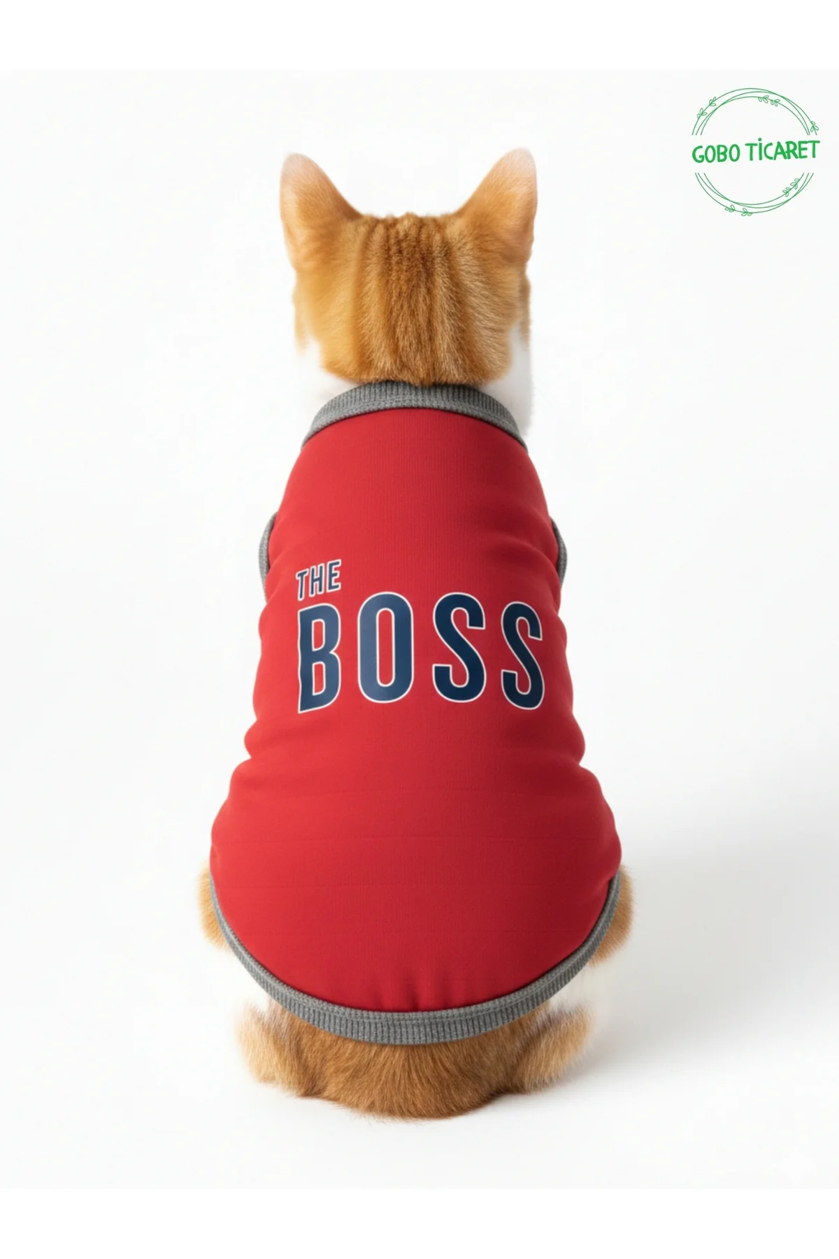 Kırmızı The Boss (Patron) Yazılı Kedi ve Köpek Kıyafeti Tişörtü E