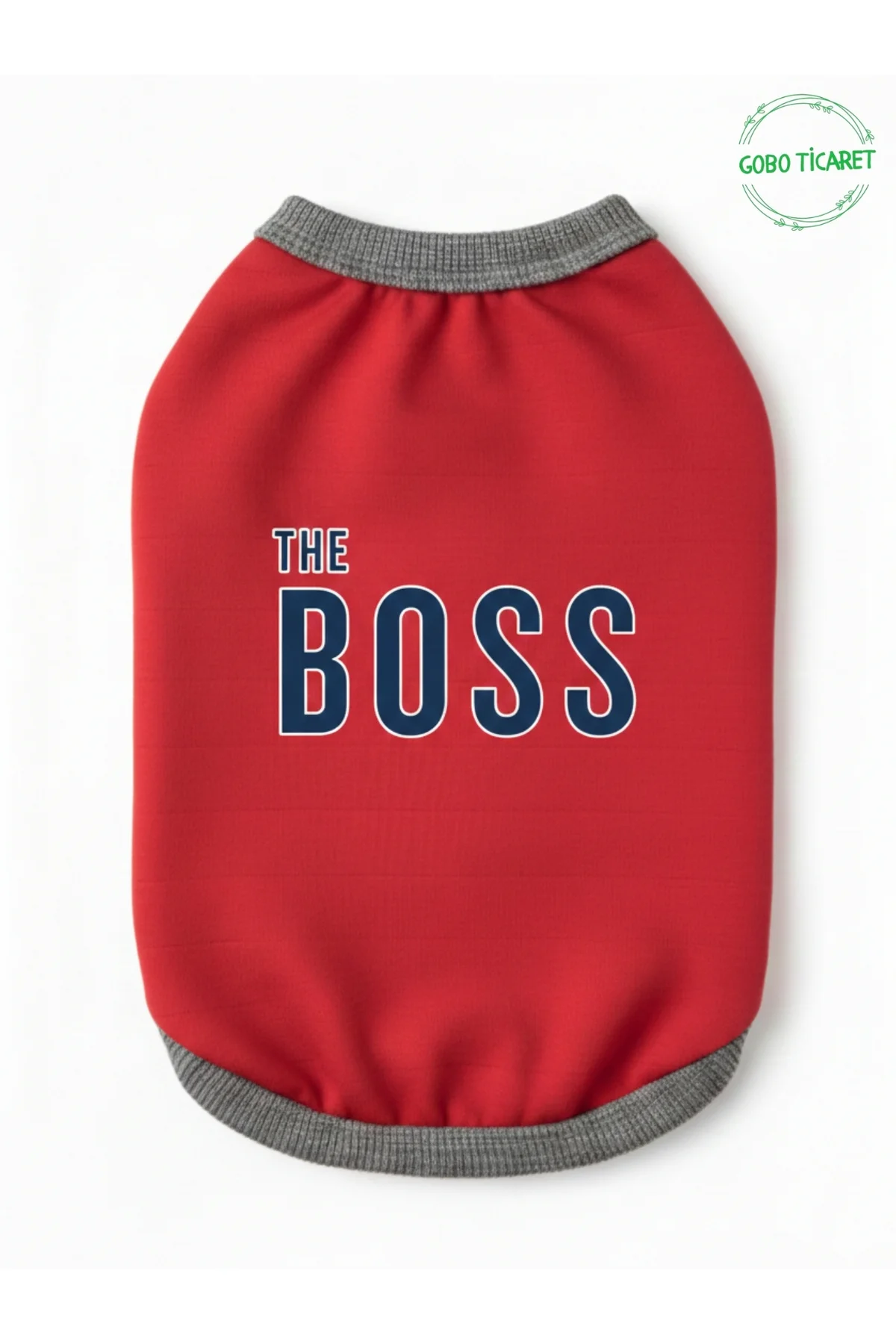 Kırmızı The Boss (Patron) Yazılı Kedi ve Köpek Kıyafeti Tişörtü E