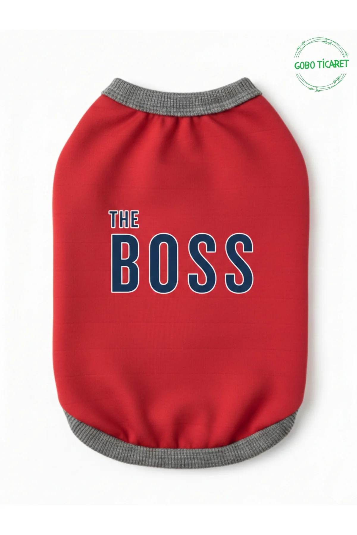 Kırmızı The Boss (Patron) Yazılı Kedi ve Köpek Kıyafeti Tişörtü E