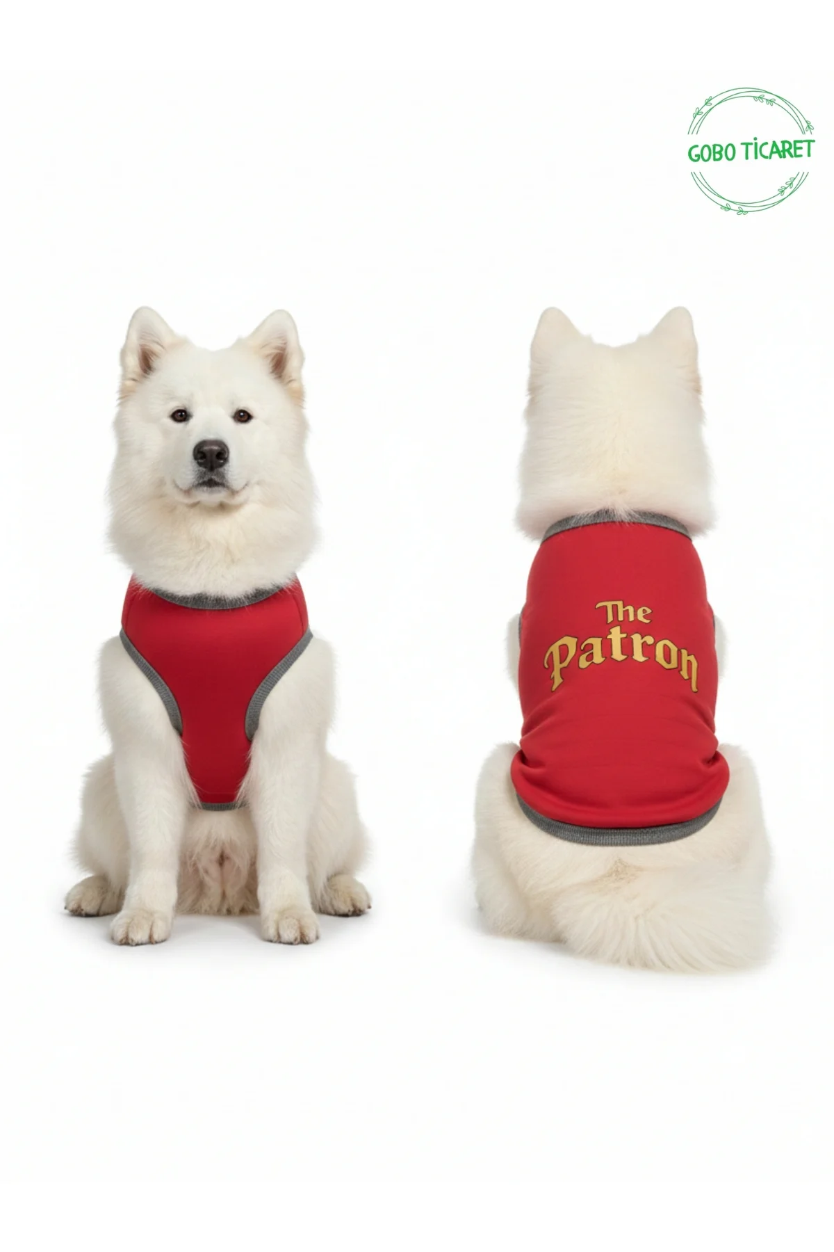 Kırmızı The Patron Yazılı Kedi ve Köpek Kıyafeti Tişörtü Elbisesi