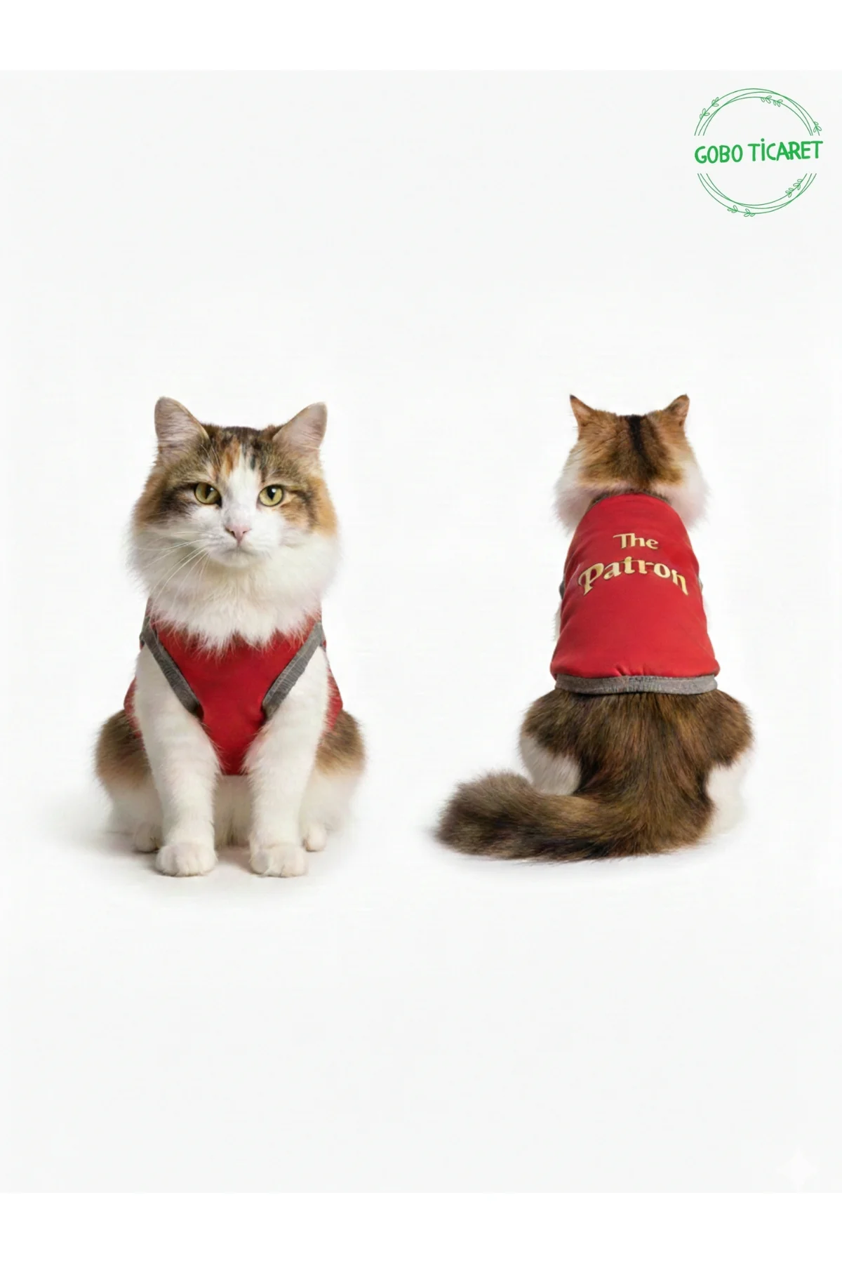 Kırmızı The Patron Yazılı Kedi ve Köpek Kıyafeti Tişörtü Elbisesi