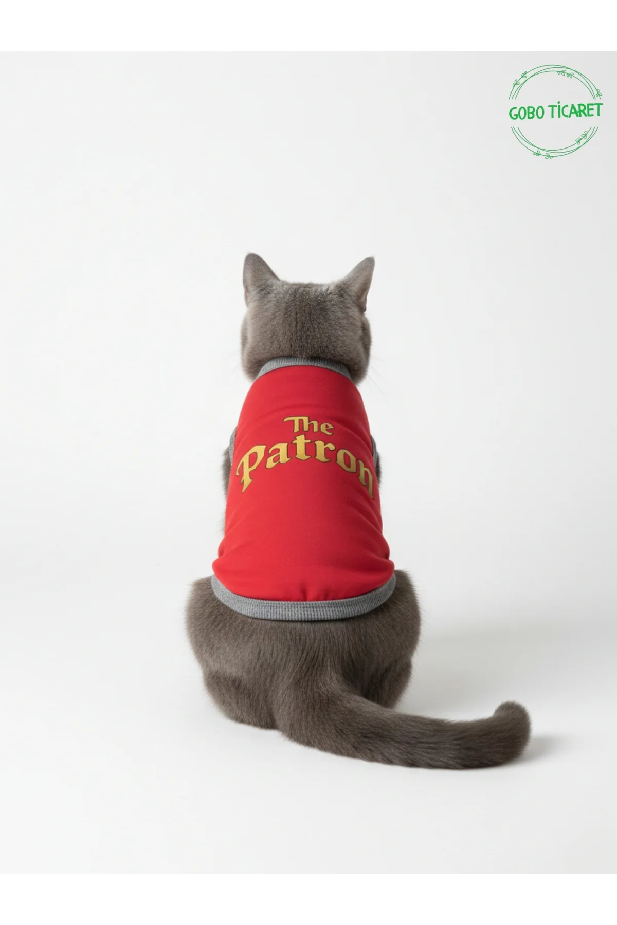 Kırmızı The Patron Yazılı Kedi ve Köpek Kıyafeti Tişörtü Elbisesi