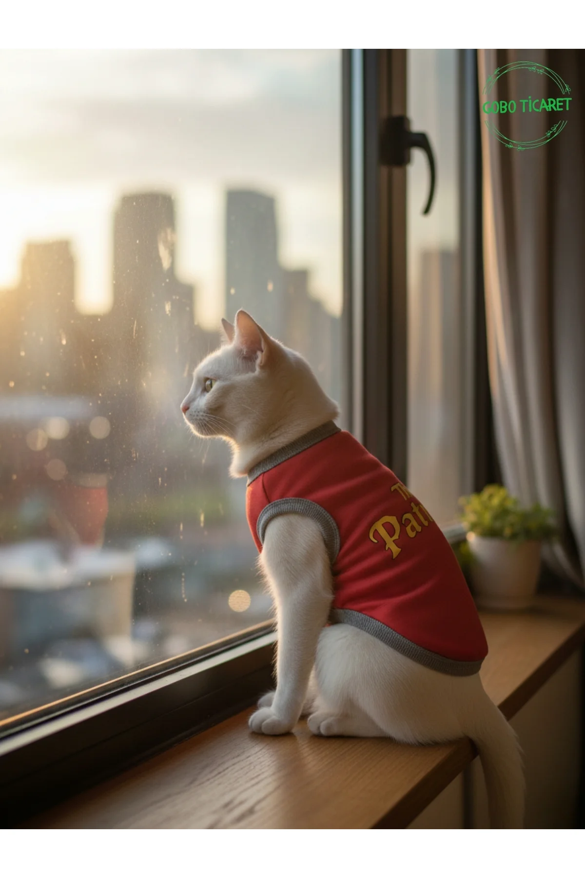 Kırmızı The Patron Yazılı Kedi ve Köpek Kıyafeti Tişörtü Elbisesi