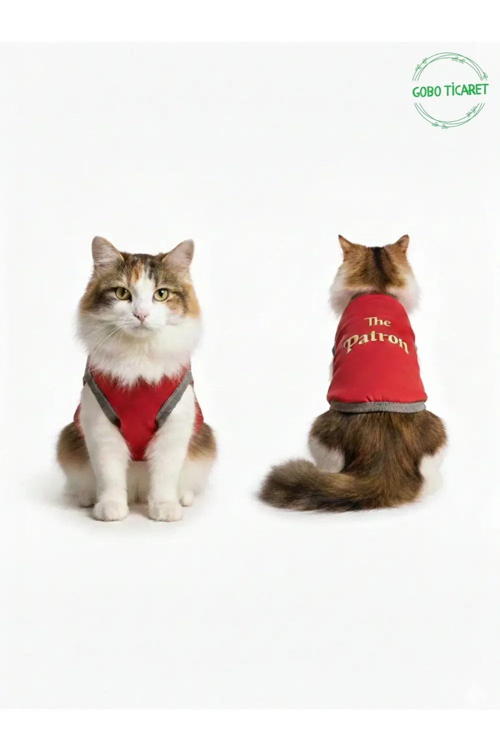 Kırmızı The Patron Yazılı Kedi ve Köpek Kıyafeti Tişörtü Elbisesi