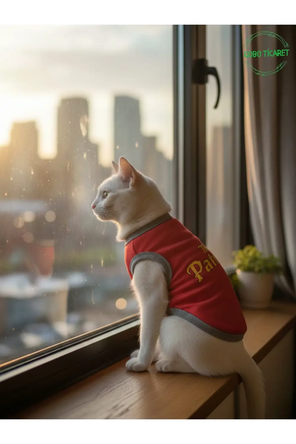 Kırmızı The Patron Yazılı Kedi ve Köpek Kıyafeti Tişörtü Elbisesi