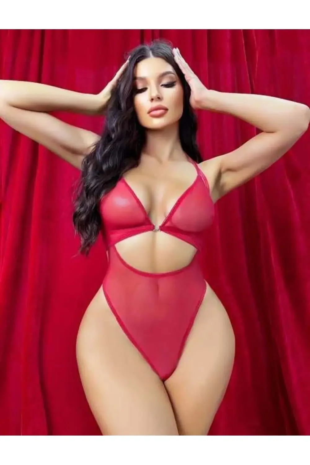 Kırmızı Transparan Fantezi Babydoll