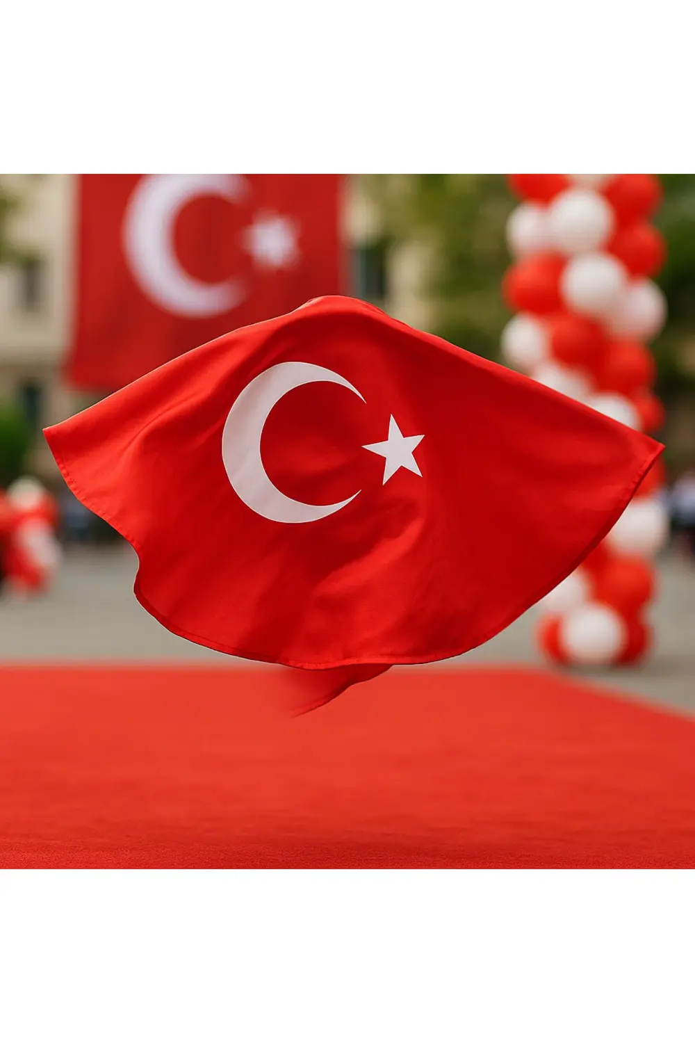 Kırmızı Türk Bayrağı Ay Yıldızlı Temalı Pelerin 135*75 cm 23 Nisa