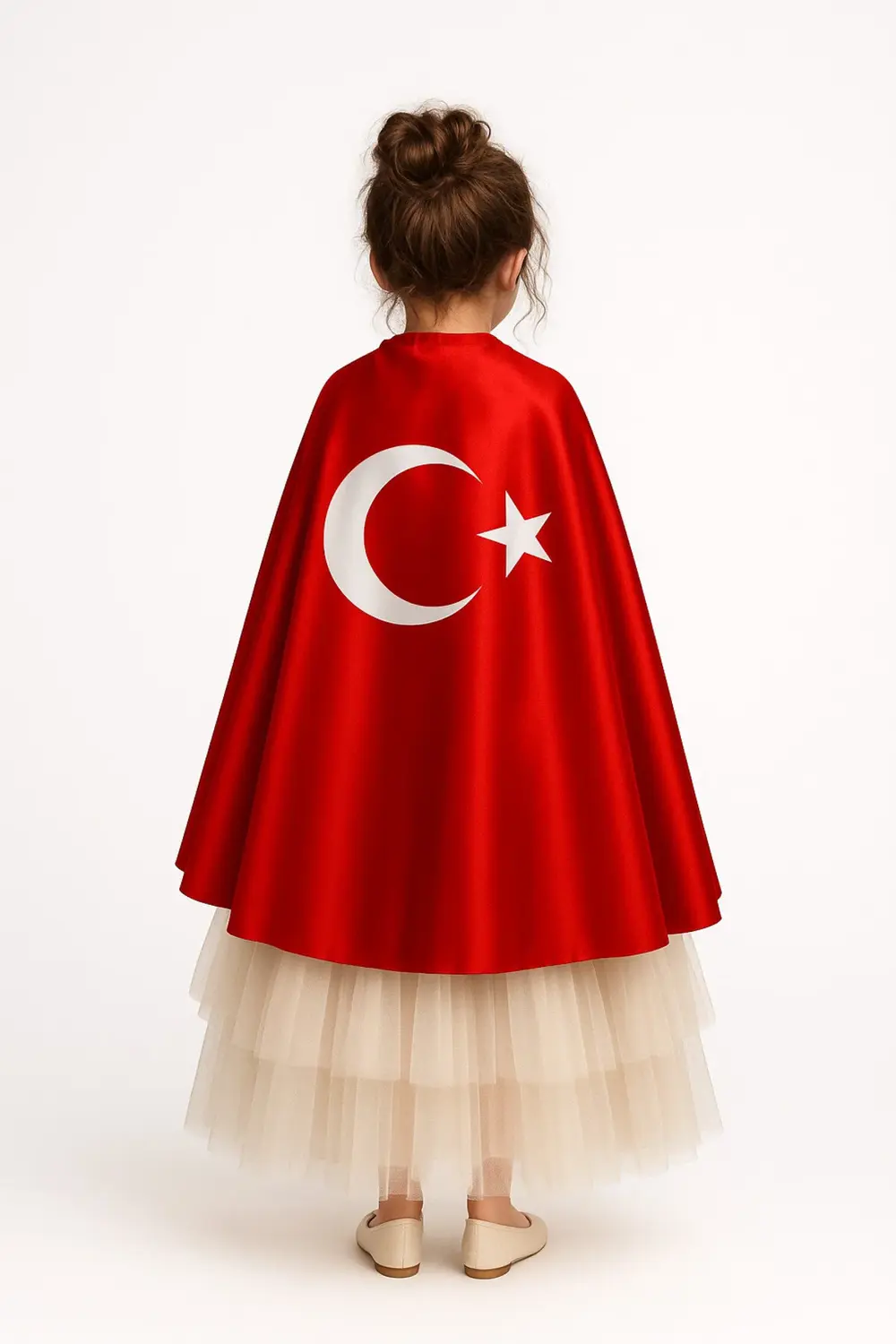 Kırmızı Türk Bayrağı Ay Yıldızlı Temalı Pelerin 135*75 cm 23 Nisa