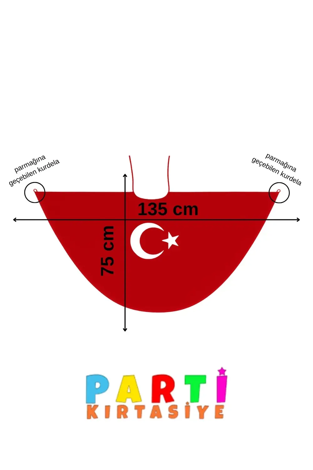 Kırmızı Türk Bayrağı Ay Yıldızlı Temalı Pelerin 135*75 cm 23 Nisa