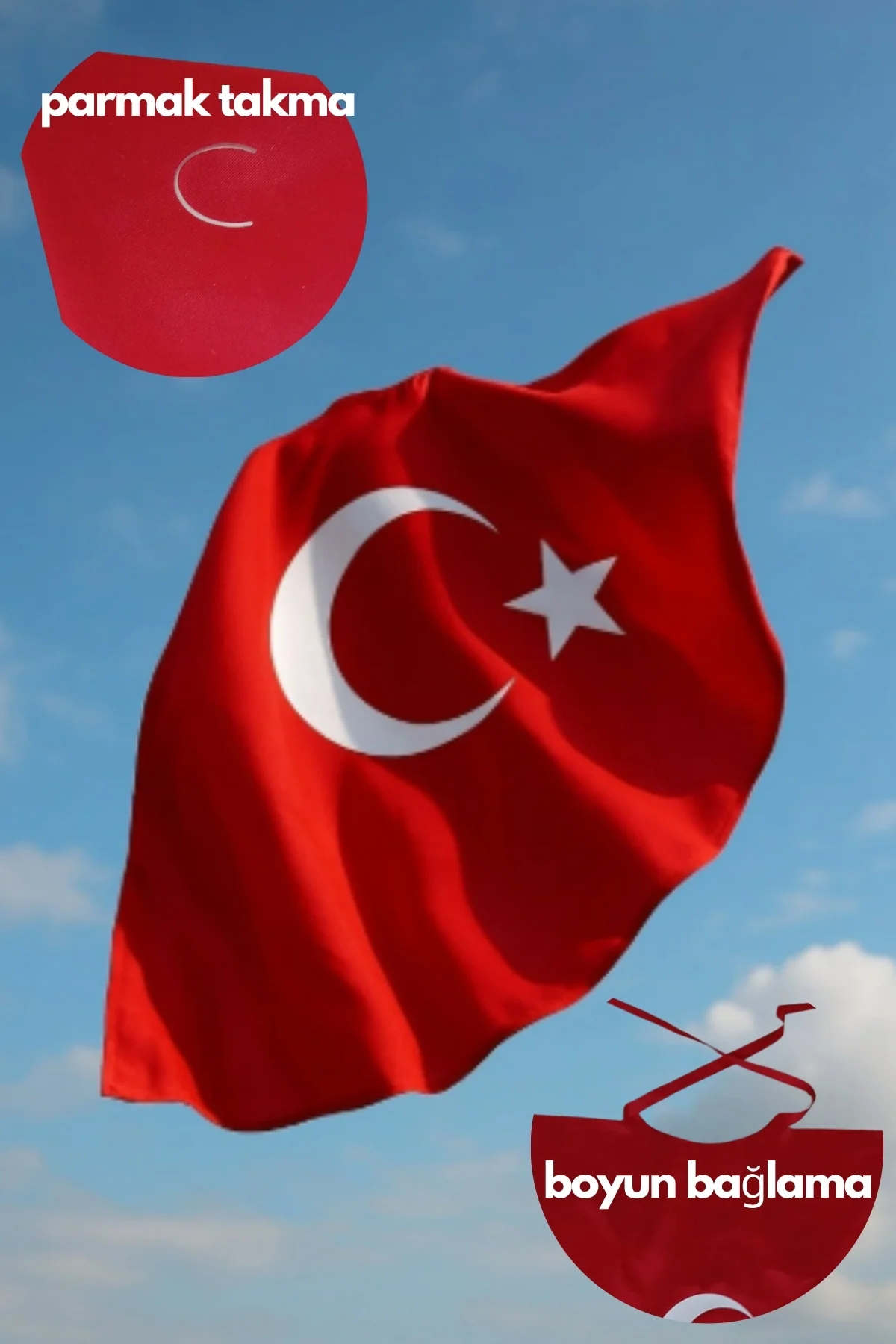 Kırmızı Türk Bayrağı Ay Yıldızlı Temalı Pelerin 135*75 cm 23 Nisa