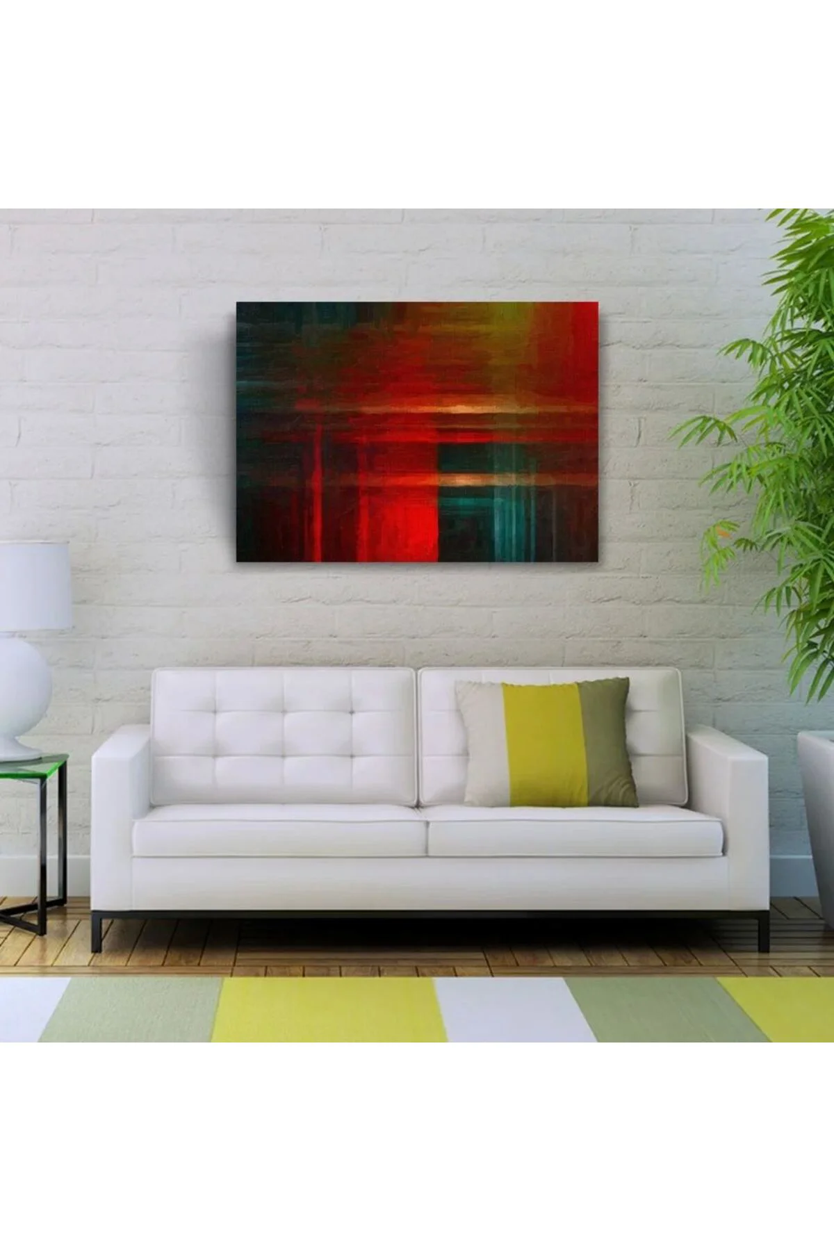 Kırmızı ve Lacivert Soyut Çalışma Kanvas Tablo 50 x 70